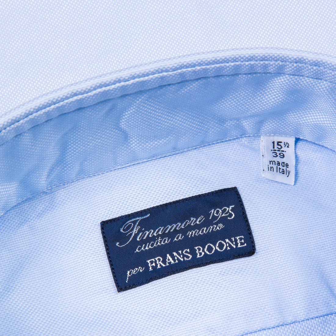 Finamore Tokyo shirt washed oxford button down Lucio collar celeste