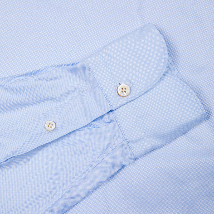 Finamore Tokyo shirt washed oxford button down Lucio collar celeste