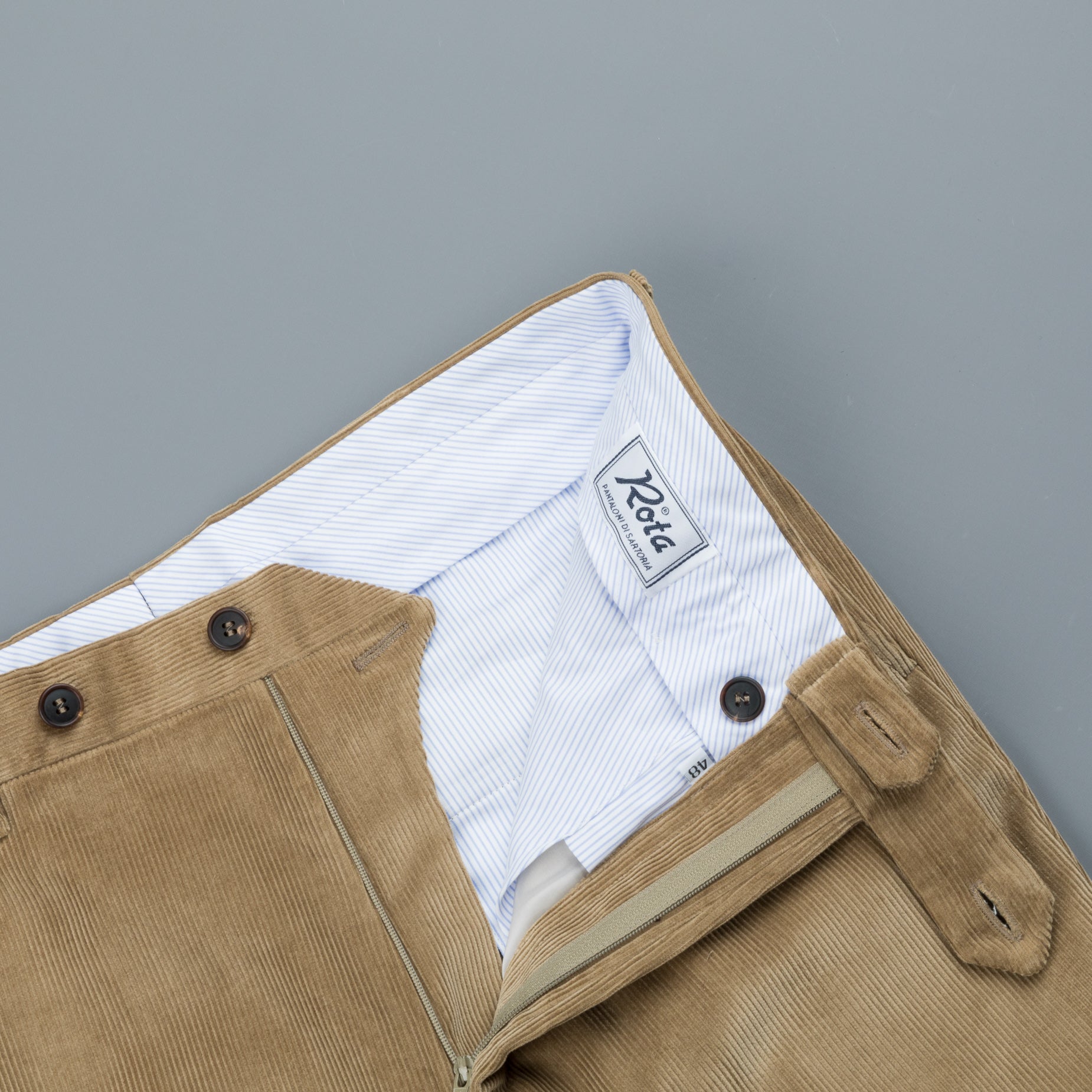 Rota Pantaloni High Rise Regular Fit 14-Wale Corduroy Beige Scuro