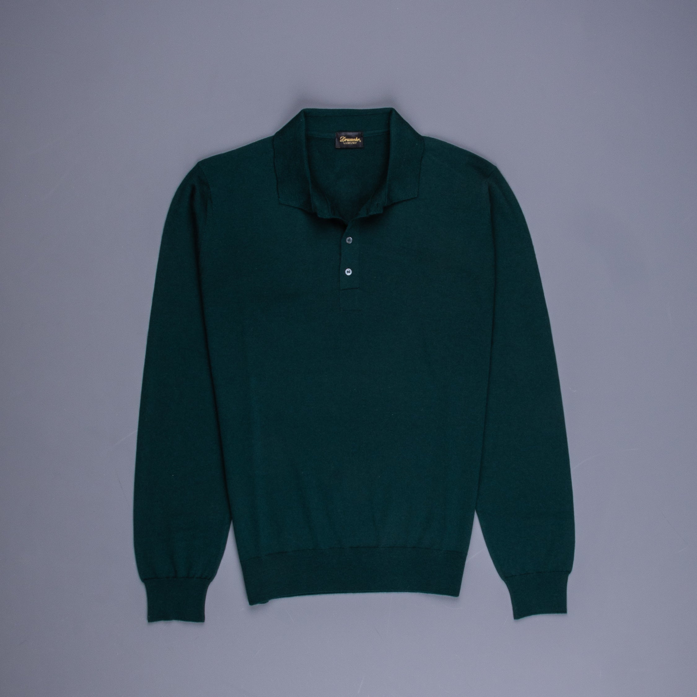 Drumohr Luxury 30G Cashmere Polo Verde Bottiglia