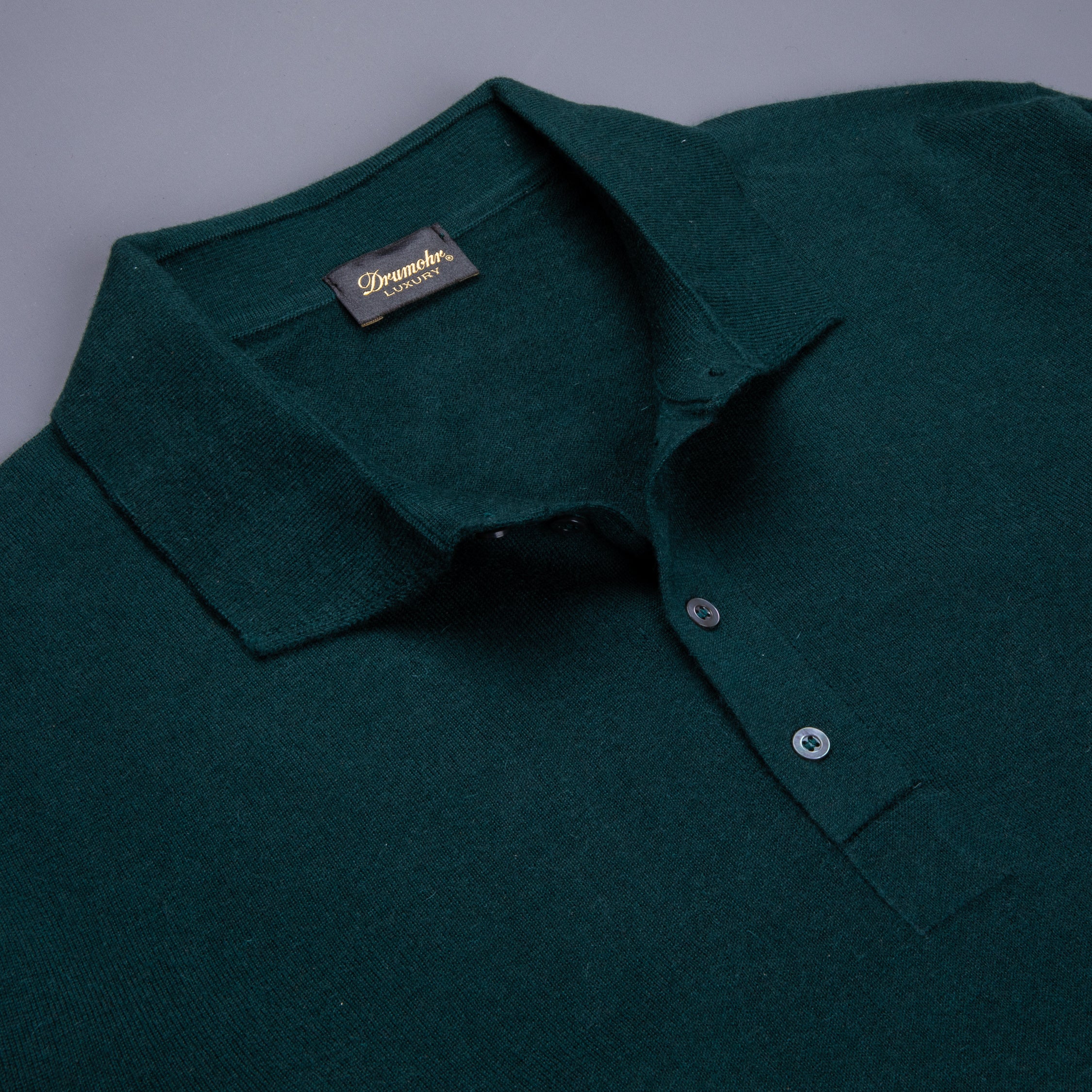 Drumohr Luxury 30G Cashmere Polo Verde Bottiglia