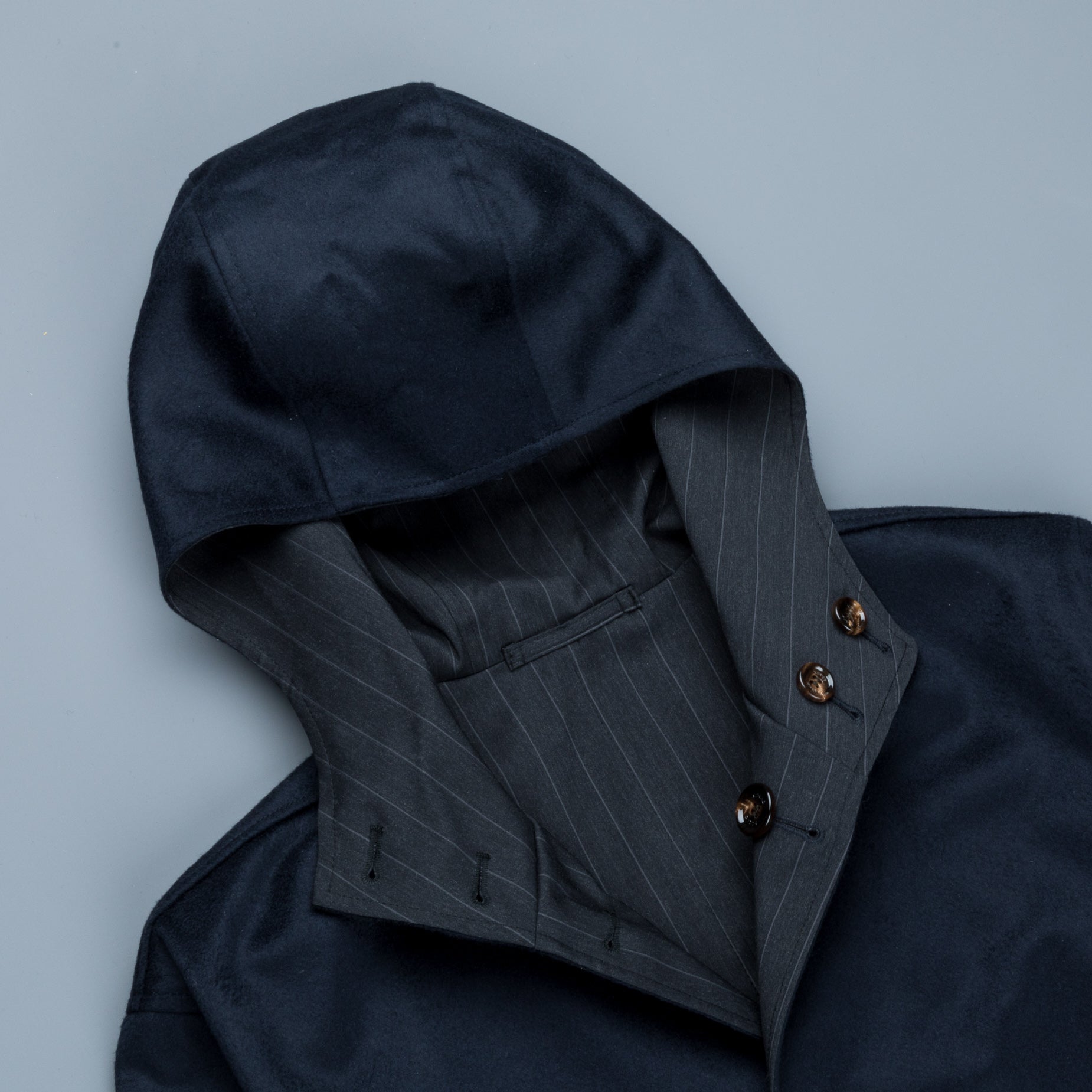 Kired Wang Reversible Coat Blu Notte - Grigio Gessato