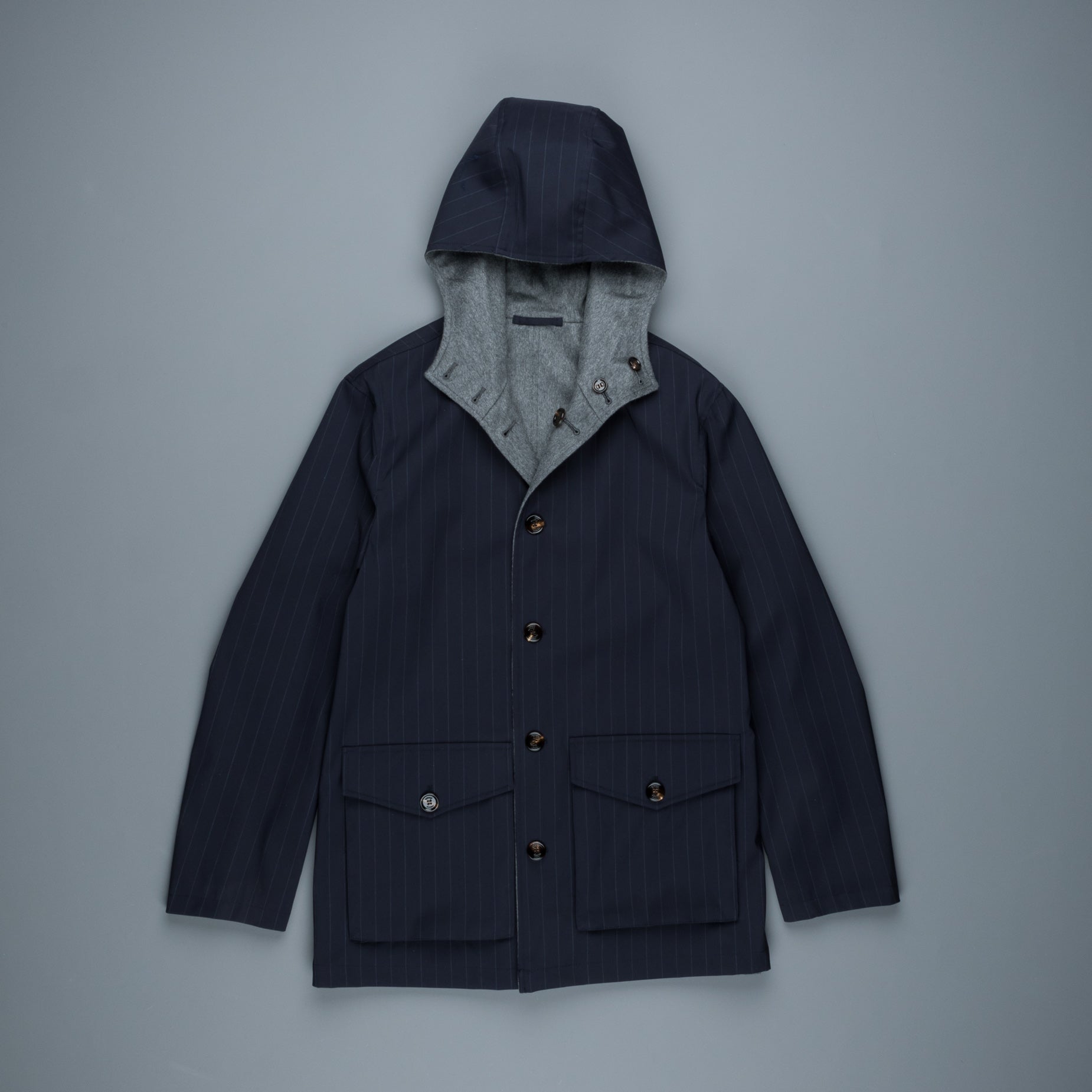 Kired Wang Reversible Coat Grigio - Navy Gessato