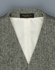RRL Classic Harris Tweed Waistcoat Herringbone Cream Black