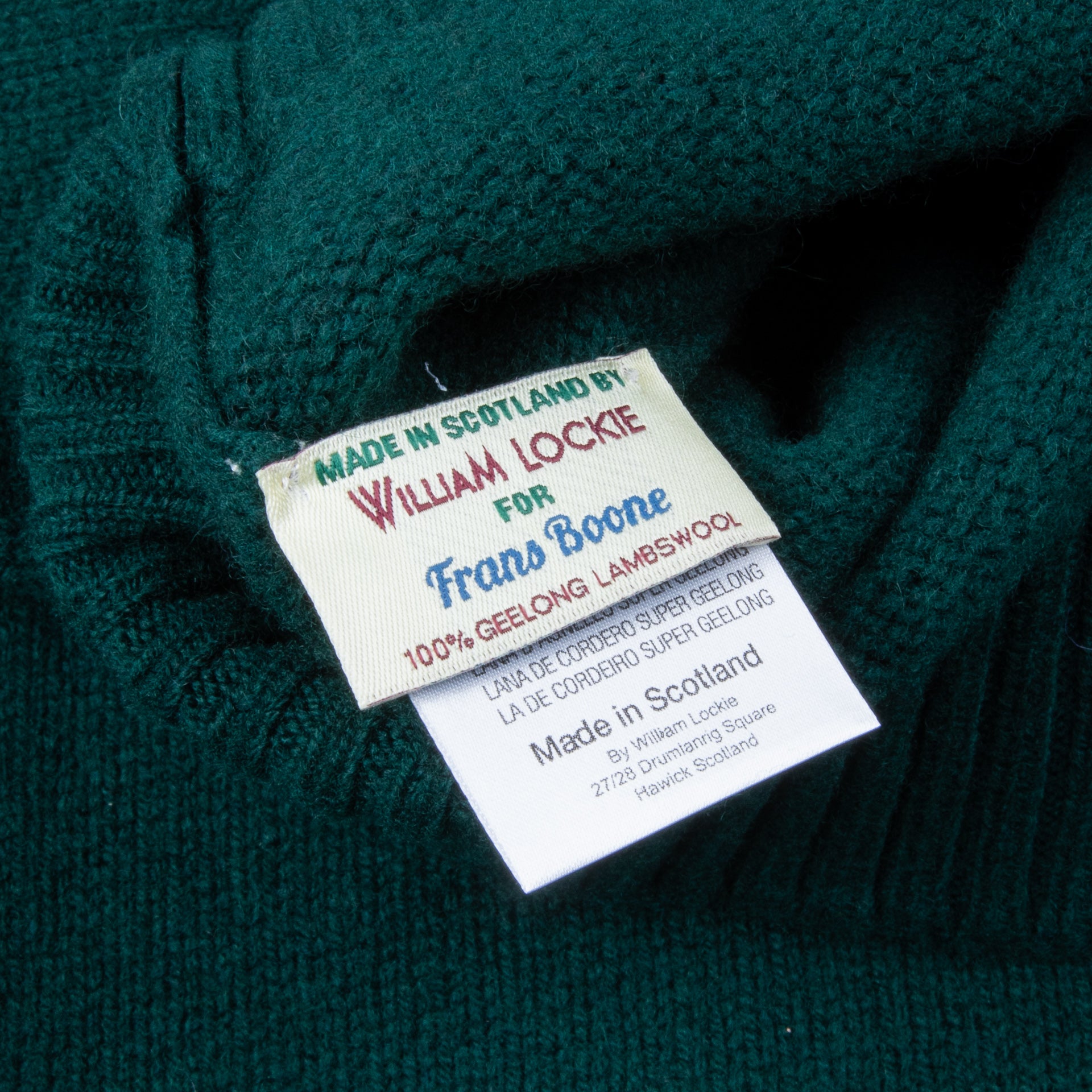 William Lockie x Frans Boone Tip Super Geelong Roll Neck Tartan Green