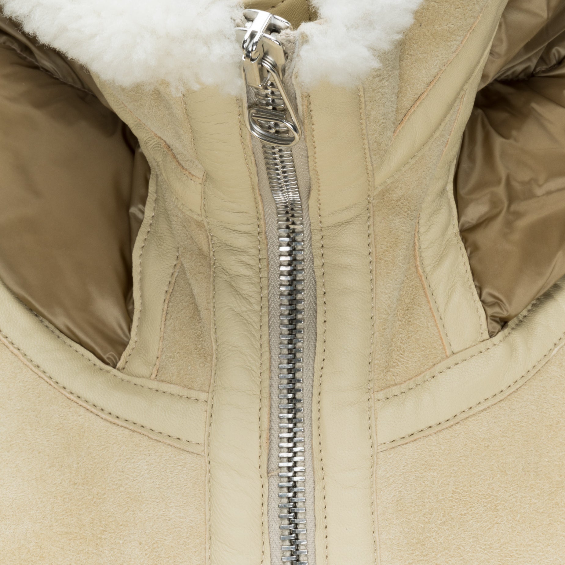 Ten C shearling liner Beige hooded