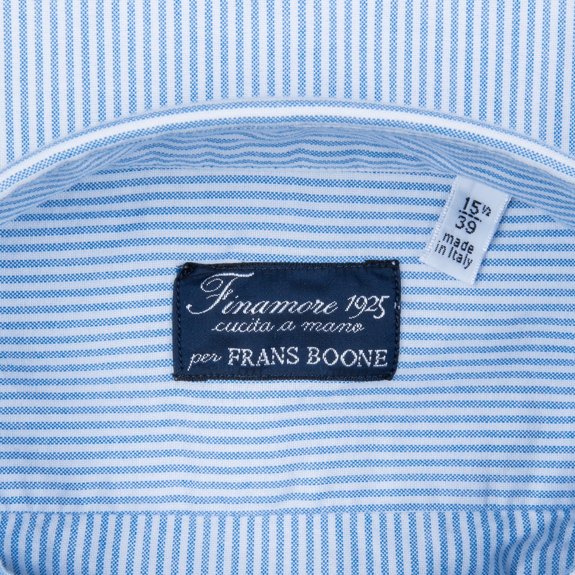 Finamore Tokyo Shirt Pinpoint Oxford Lucio collar Blue Stripe