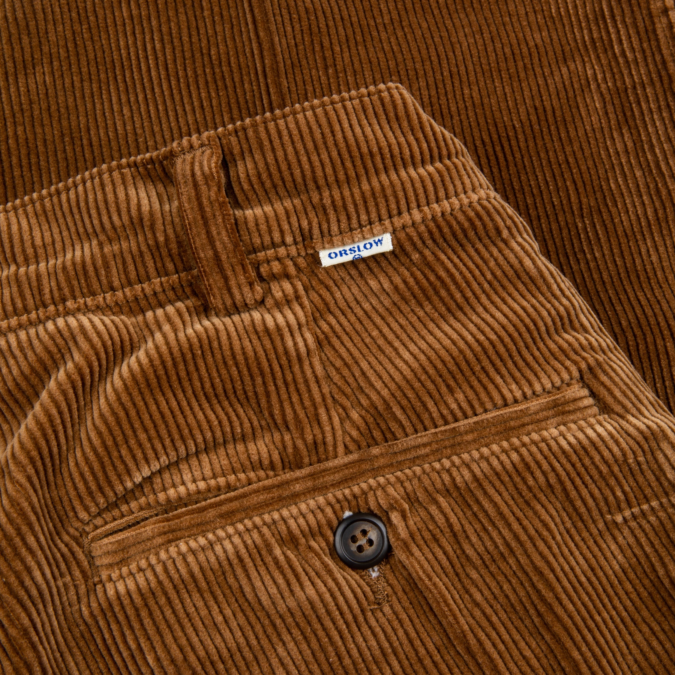 Orslow Two Tuck Wide Corduroy Trousers Camel