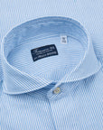 Finamore Tokyo Shirt Pinpoint Oxford Sergio Collar Blue Stripe