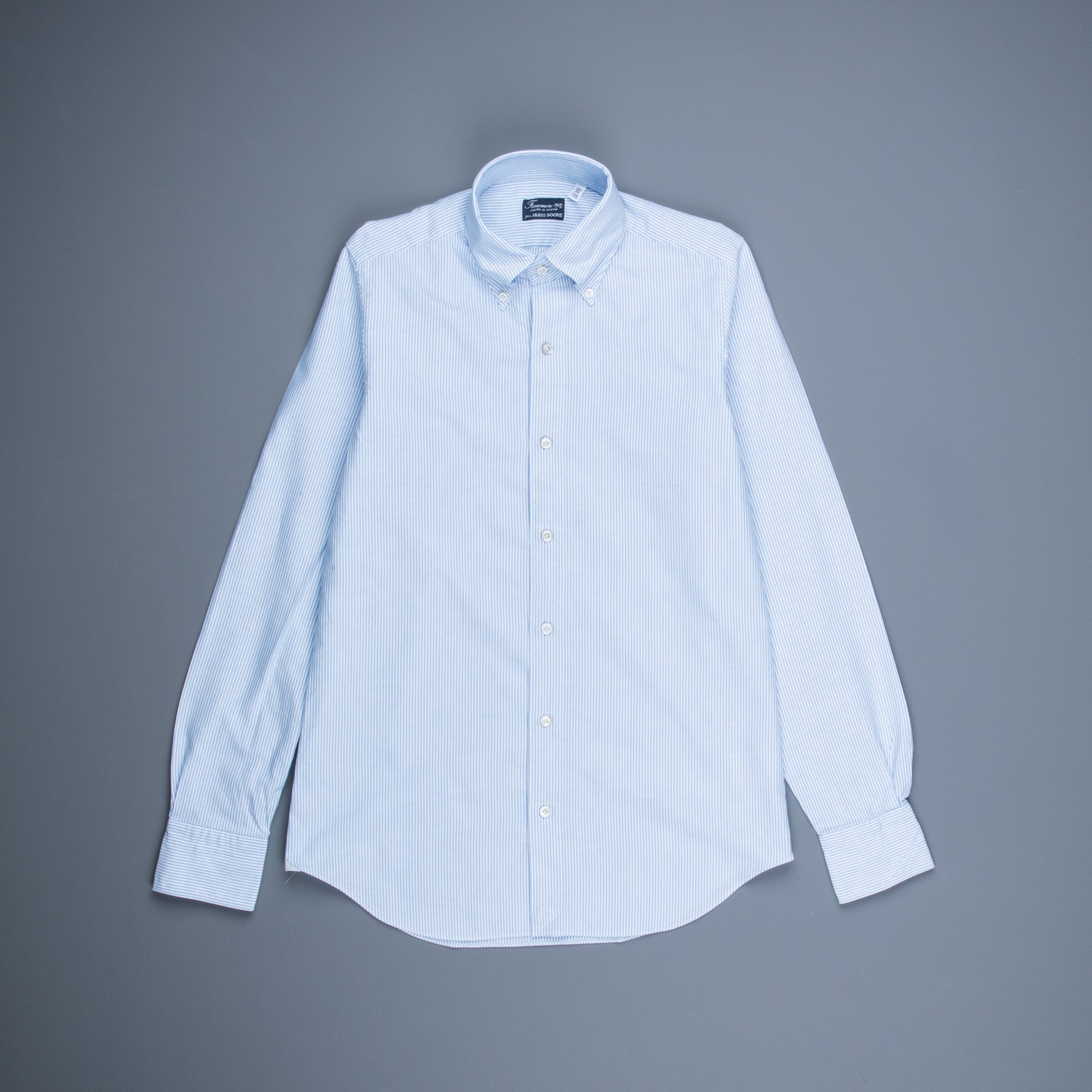 Finamore Tokyo Shirt Pinpoint Oxford Lucio collar Blue Stripe