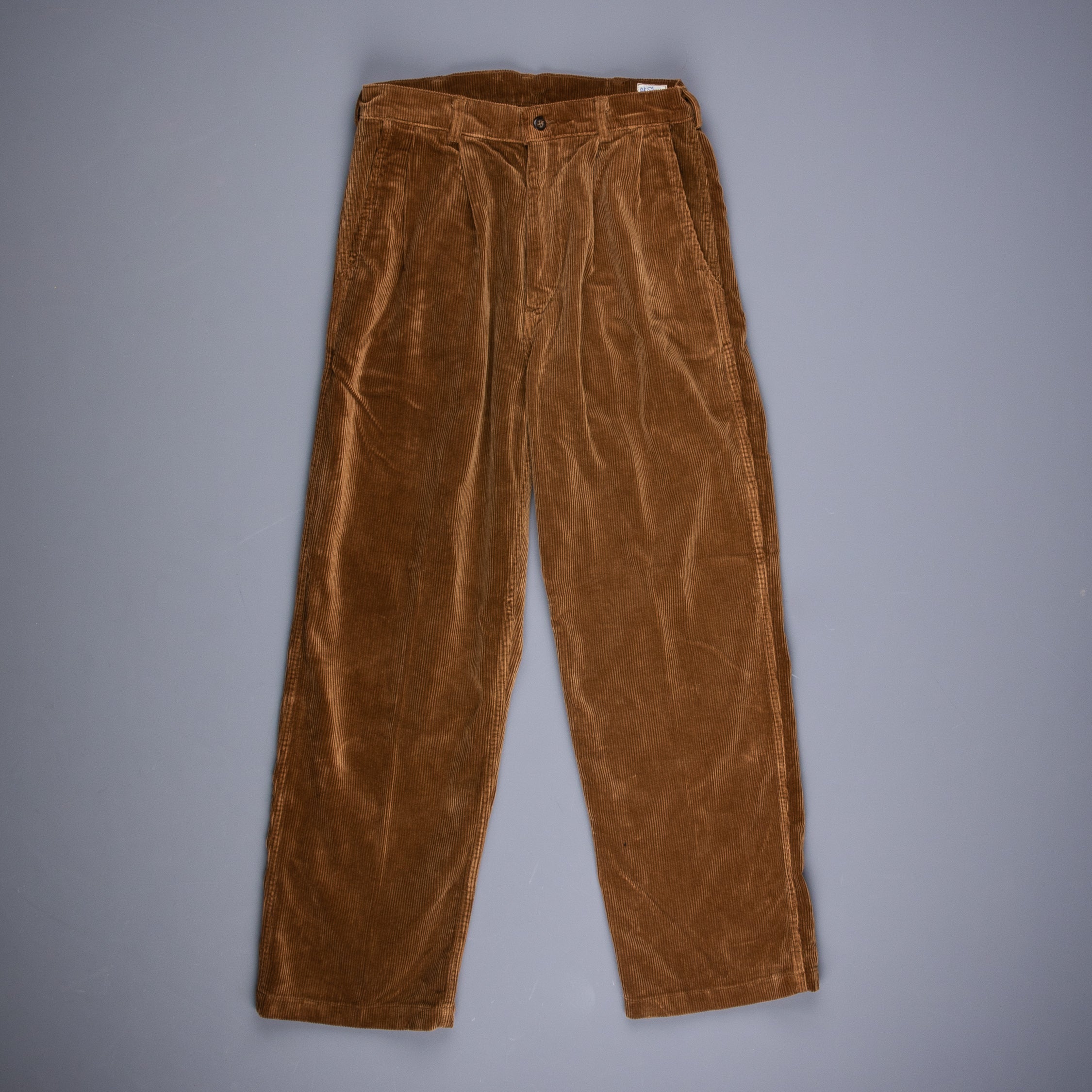 Orslow Two Tuck Wide Corduroy Trousers Camel