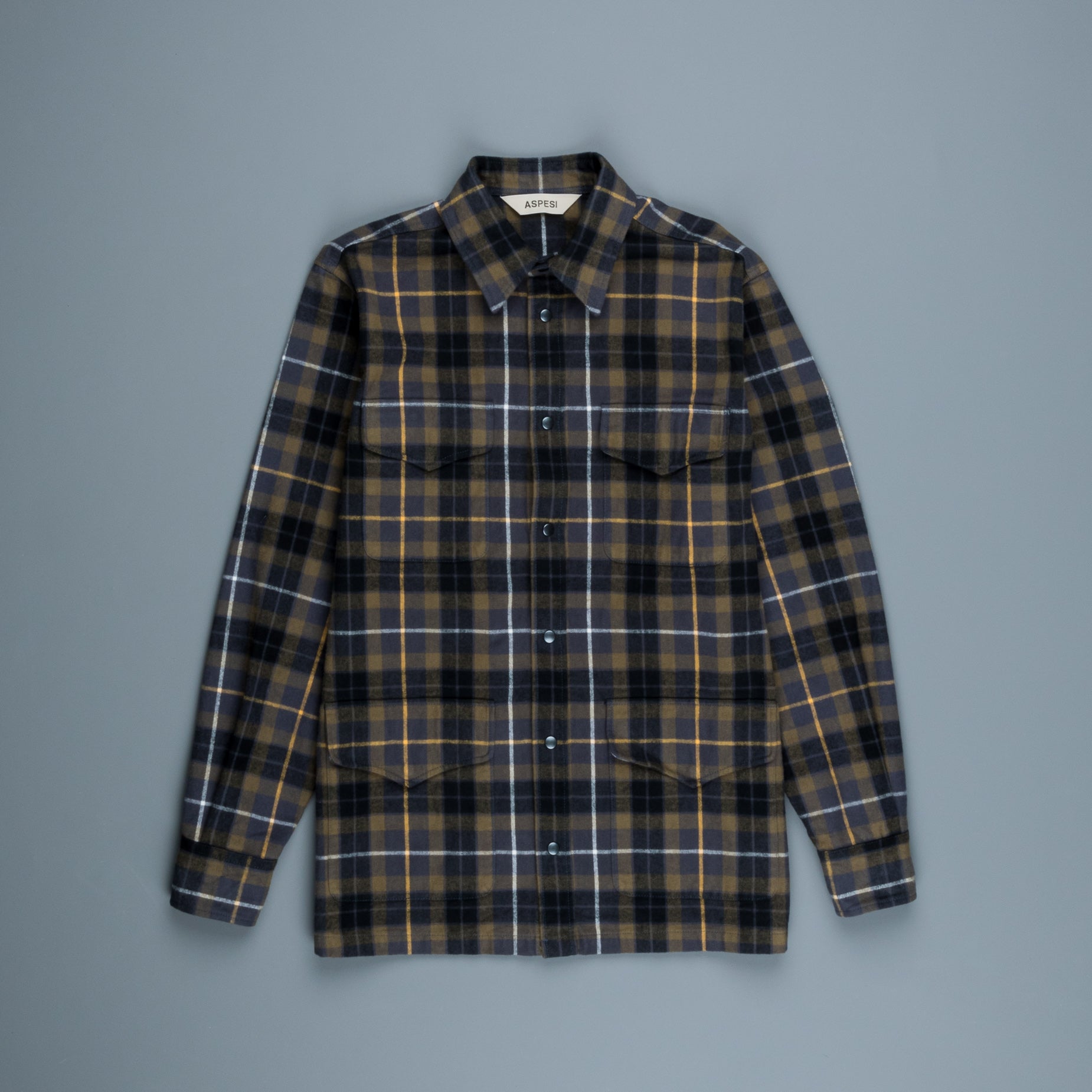 Aspesi Hercules Shirt Cotton Flannel Militairy Check