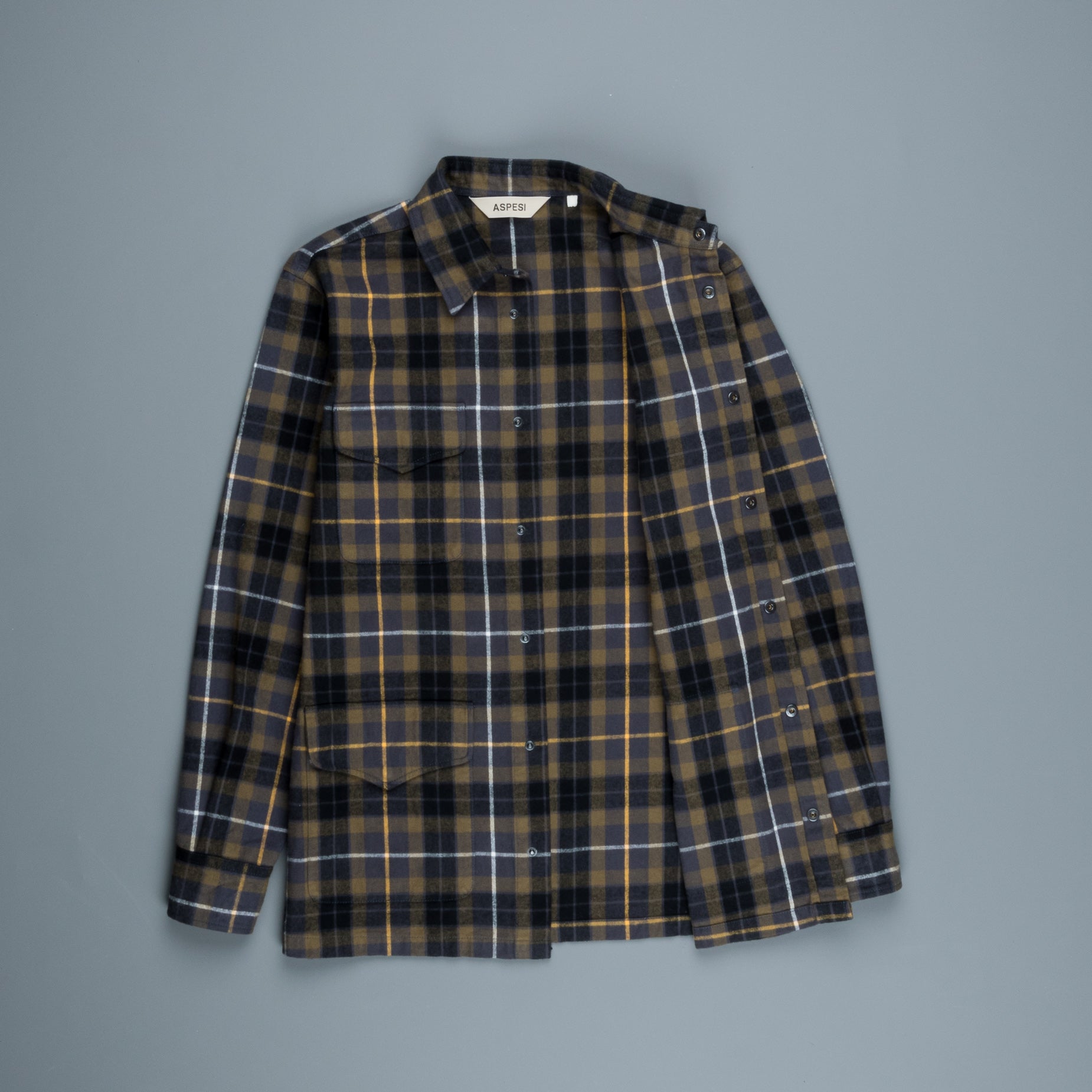 Aspesi Hercules Shirt Cotton Flannel Militairy Check