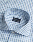 Finamore Milano Shirt Eduardo Collar Alumo Light Blue Triple Check