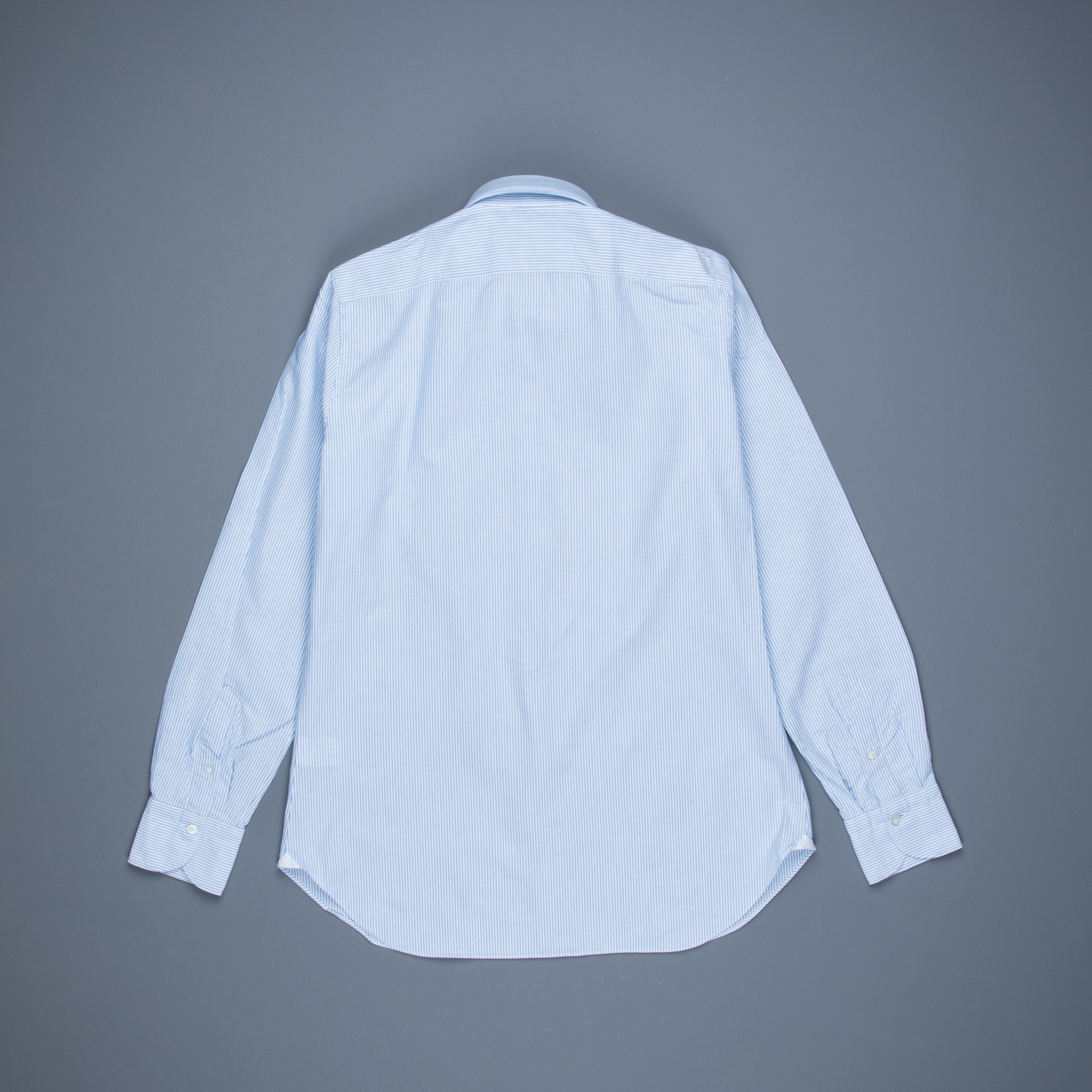 Finamore Gaeta Shirt Pinpoint Oxford Sergio Collar Blue Stripe