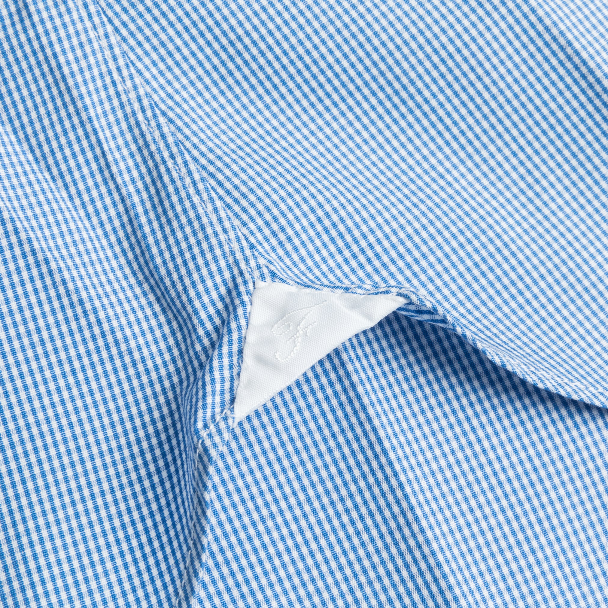 Finamore Gaeta Shirt Lucio Collar Alumo Mid Blue Vichy Poplin