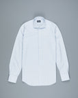 Finamore Milano Shirt Eduardo Collar Alumo Light Blue Triple Check