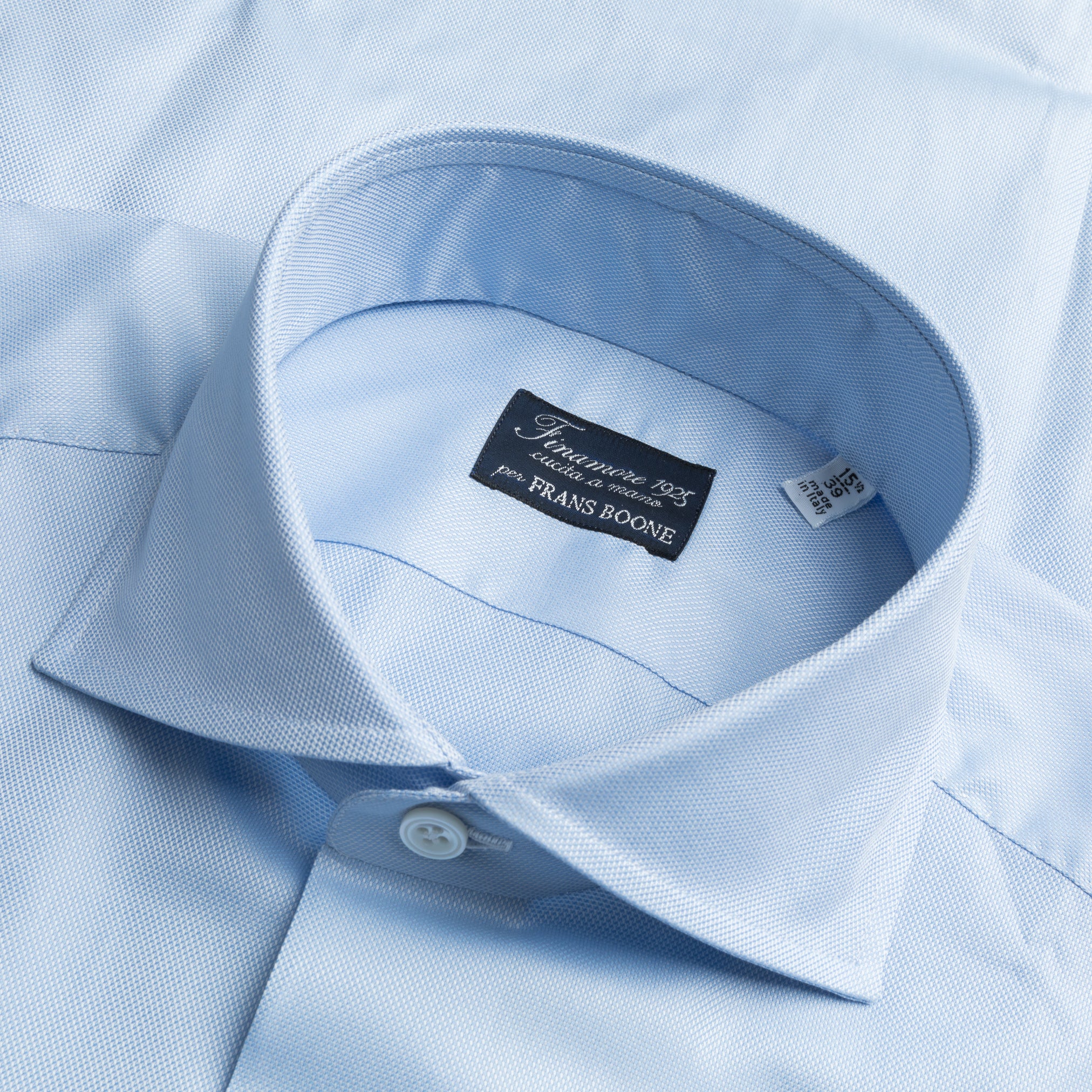 Finamore Milano shirt Eduardo collar Alumo oxford light blue