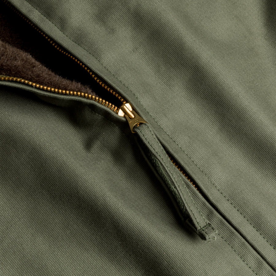 The Real McCoy's Pile Lined Alpaca Vest Olive Plain