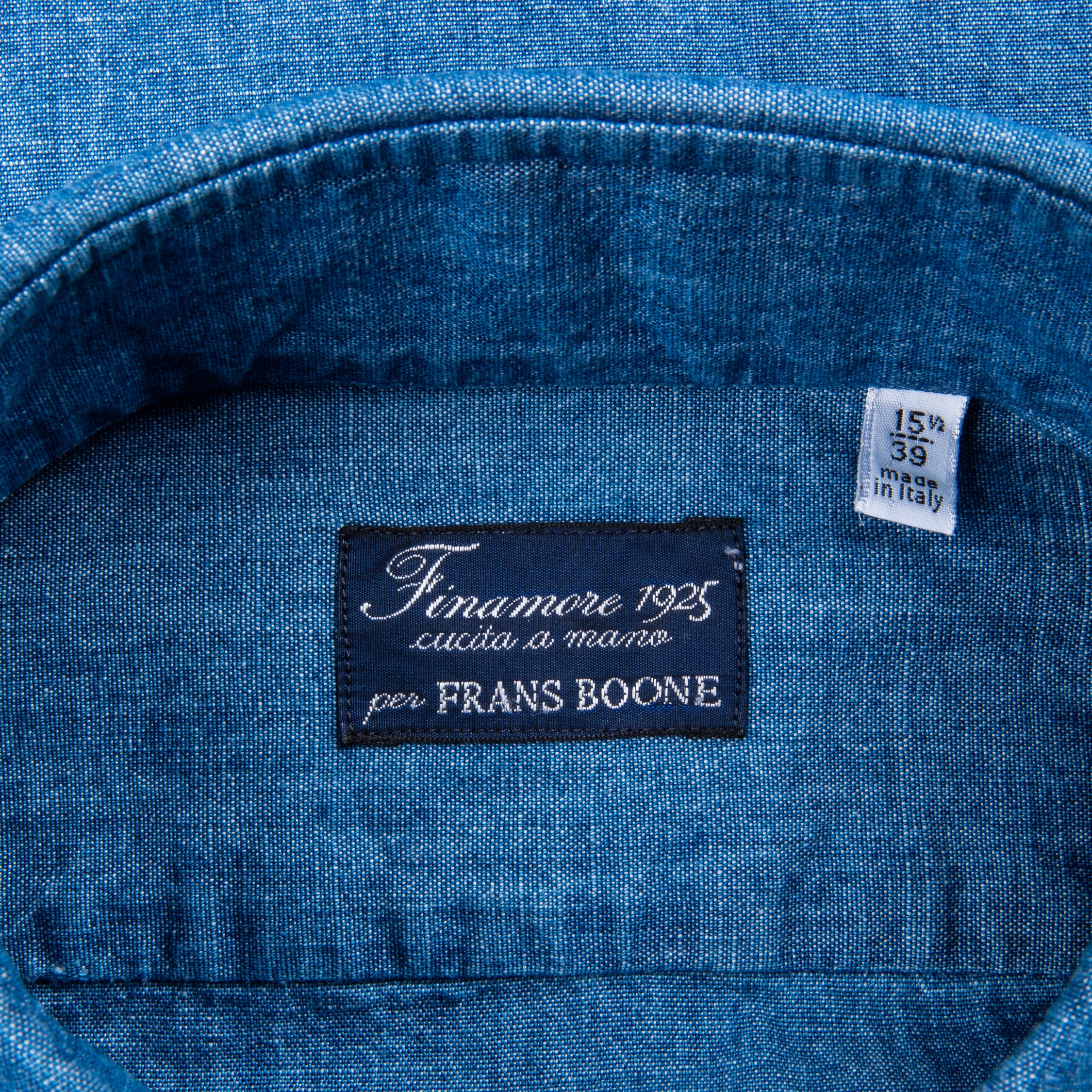 Finamore Gaeta shirt Sergio collar uneven yarn chambray