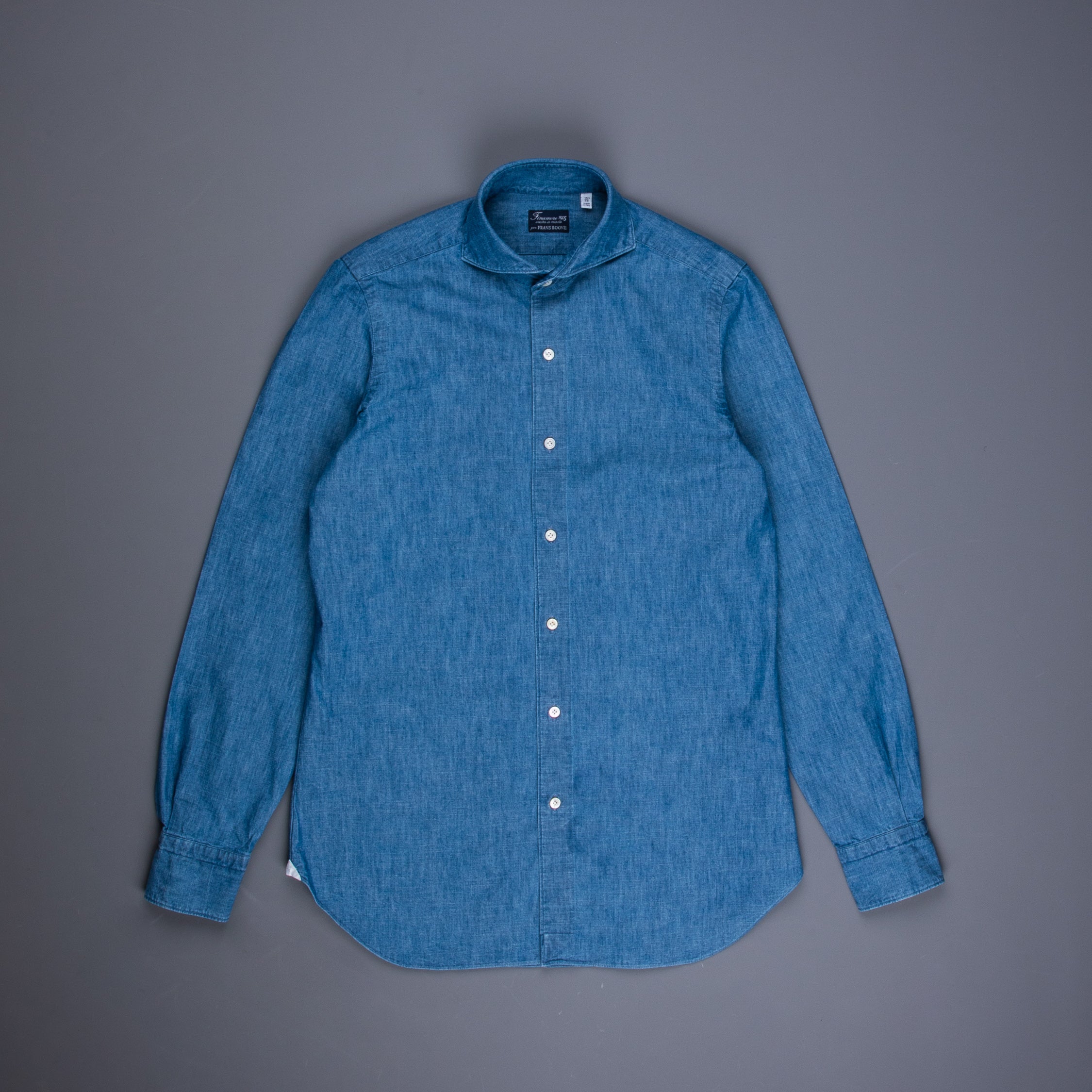 Finamore Gaeta shirt Sergio collar uneven yarn chambray