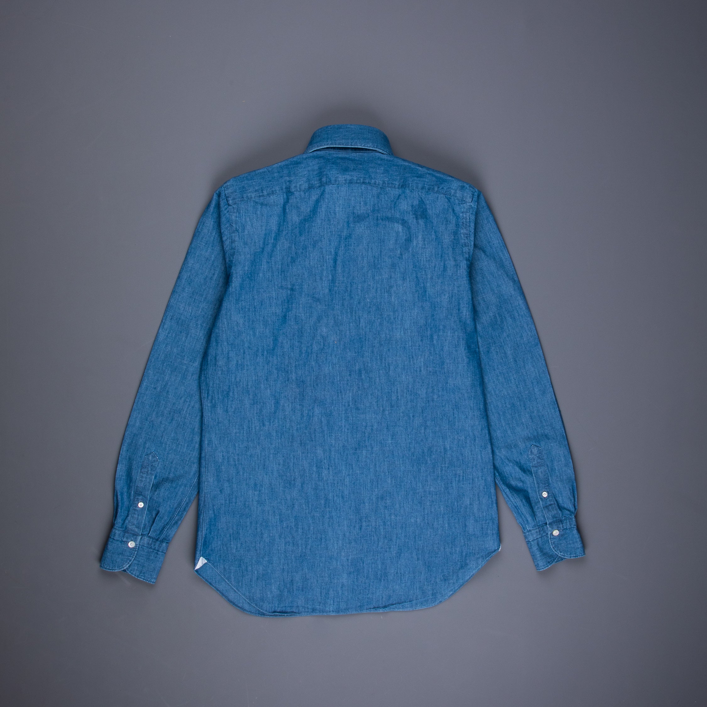 Finamore Gaeta shirt Sergio collar uneven yarn chambray