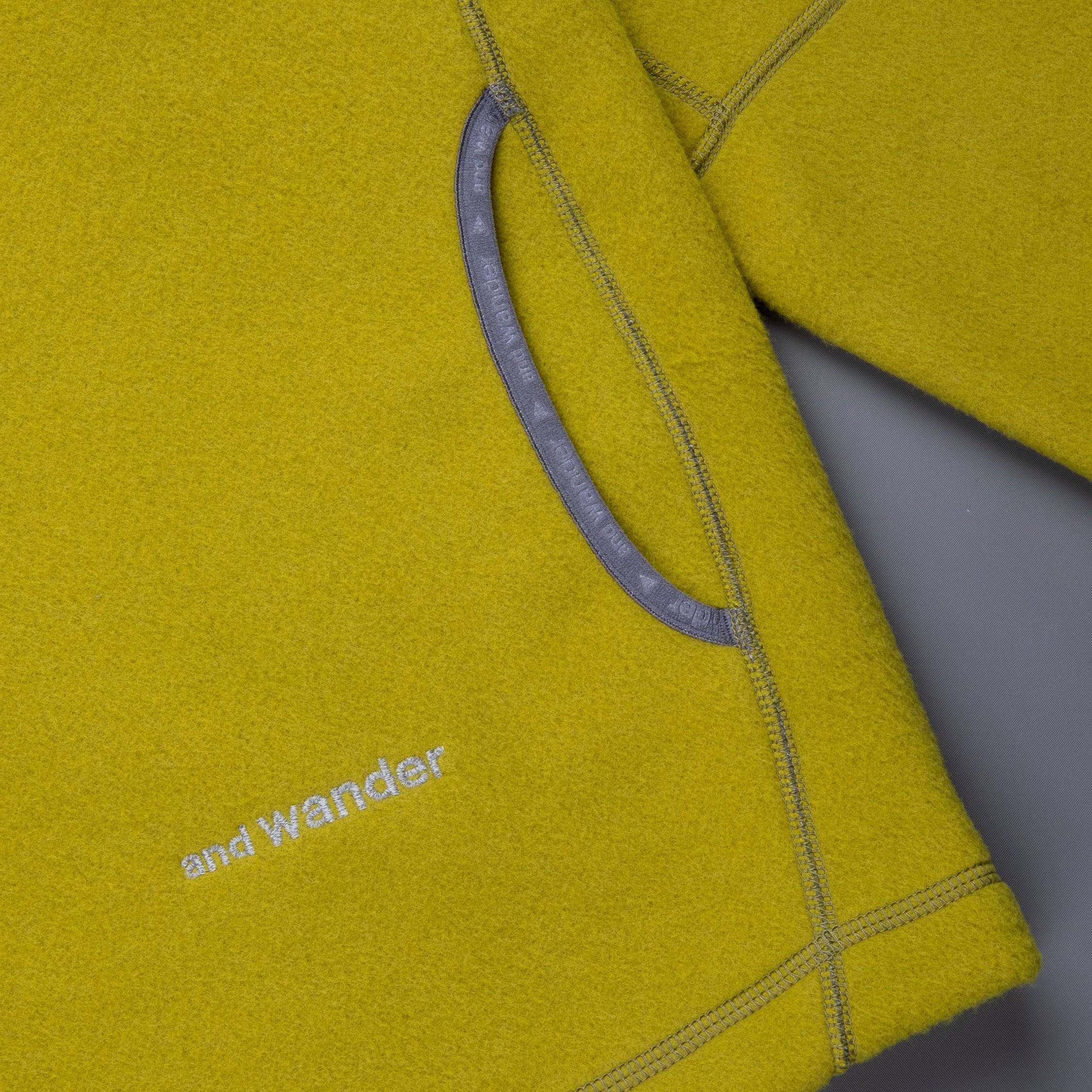 And Wander Wool Fleece Pullover Yellow Green