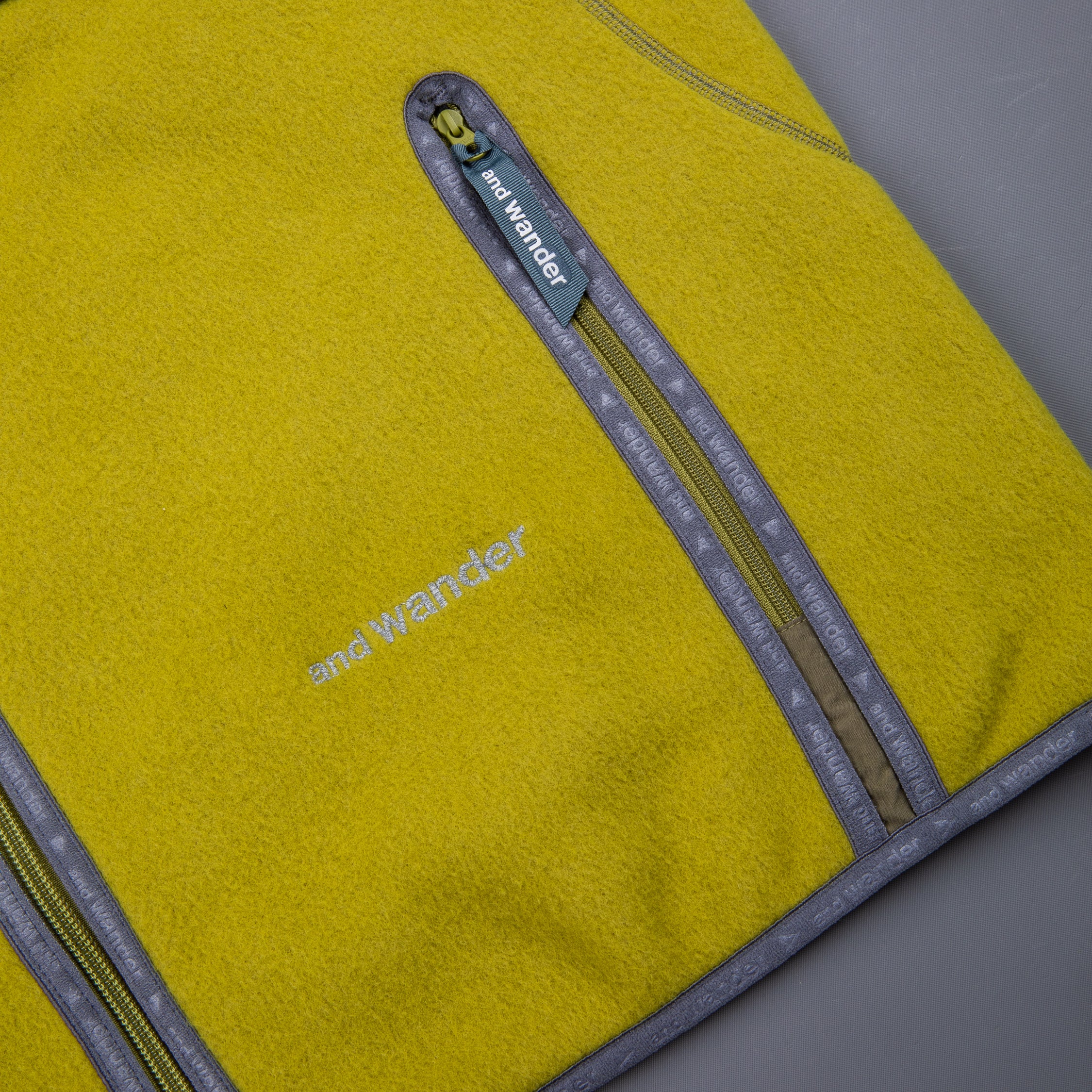 And Wander Wool Fleece Cardigan Yellow Green