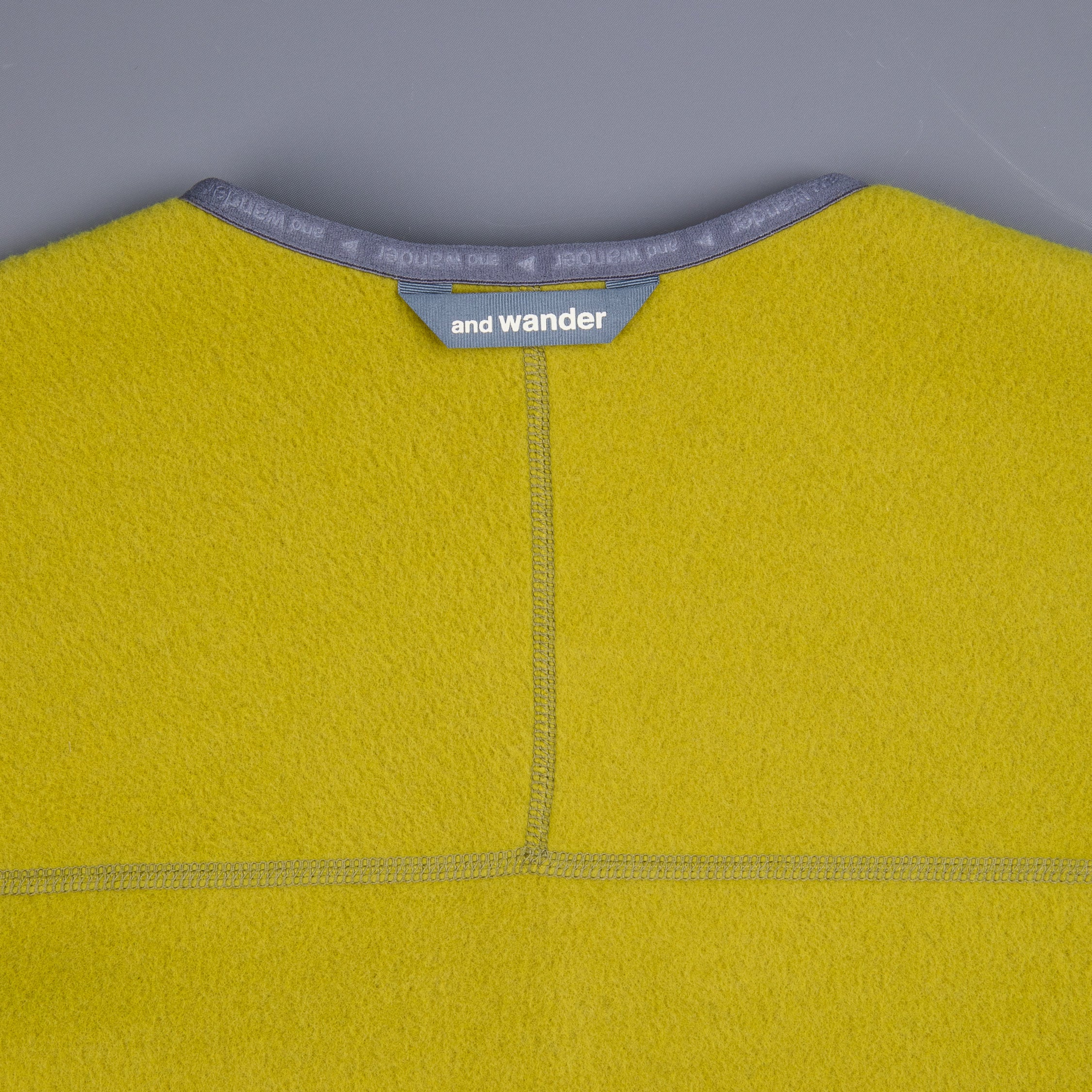 And Wander Wool Fleece Cardigan Yellow Green