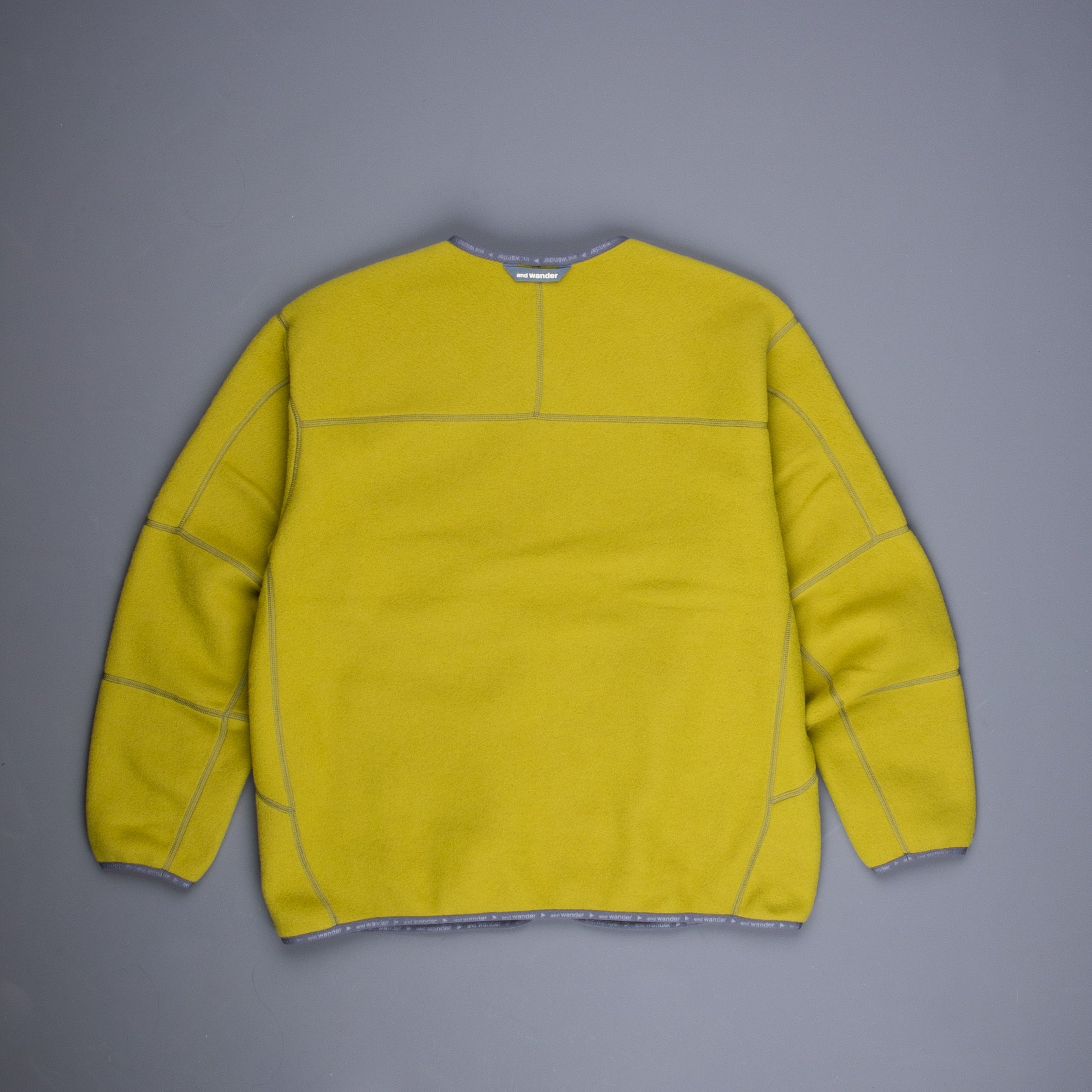 And Wander Wool Fleece Cardigan Yellow Green