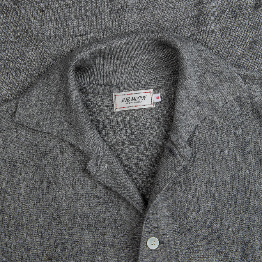 The Real McCoy's Cotton Rib Knit Collared Shirt Gray