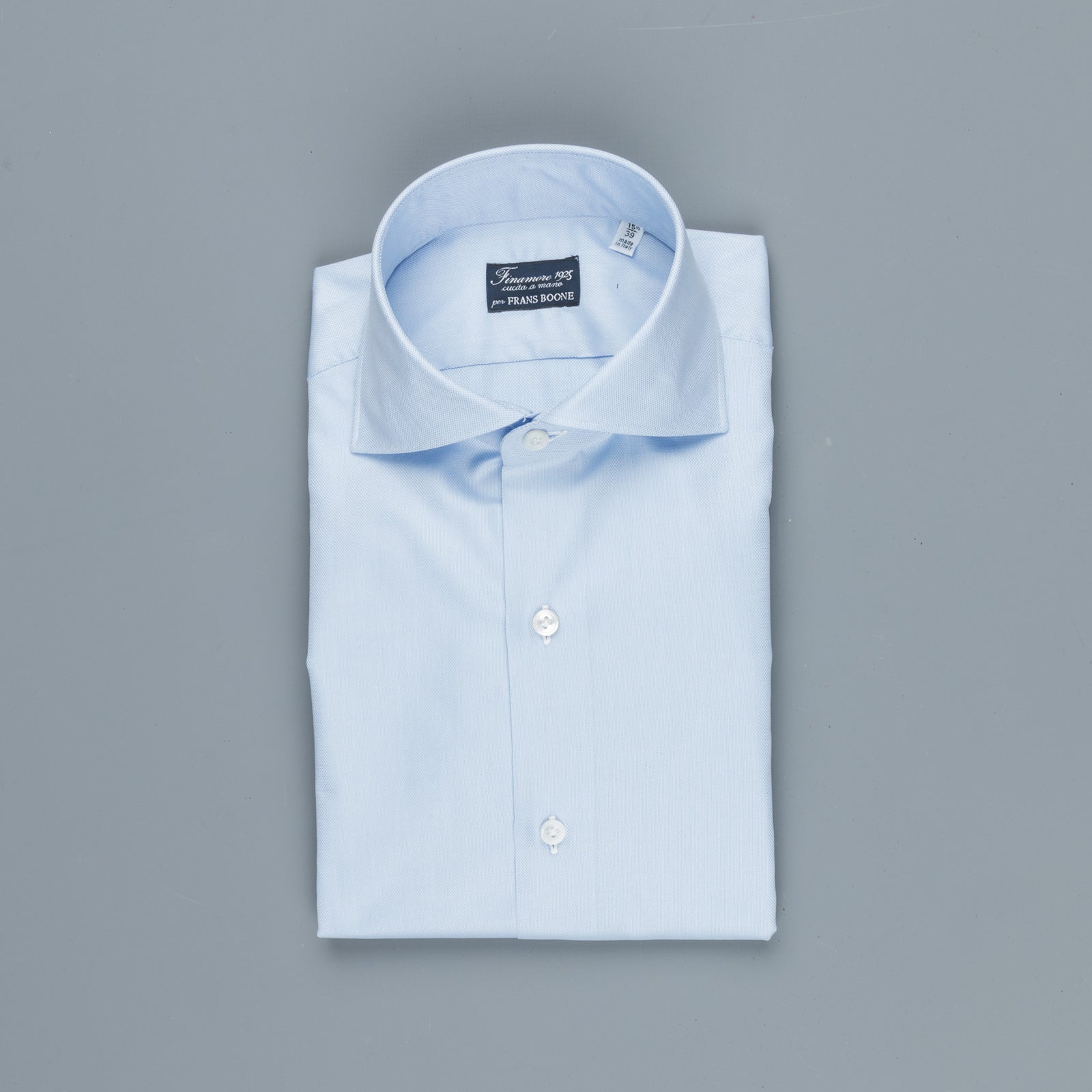 Finamore Milano shirt Eduardo collar Alumo oxford light blue