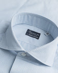 Finamore Milano Shirt Eduardo Collar Alumo Navy Pencil Stripe