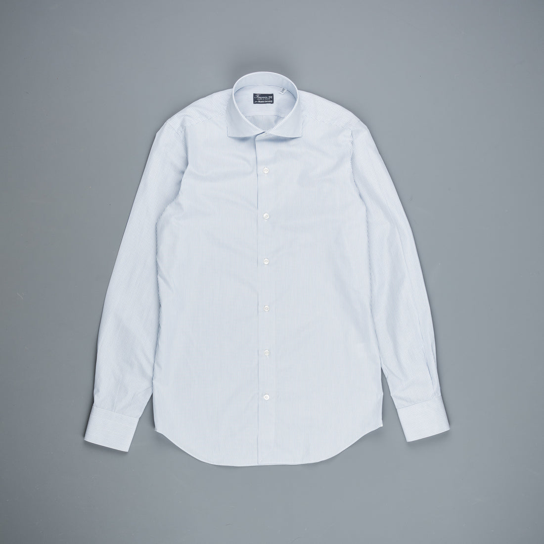 Finamore Milano Shirt Eduardo Collar Alumo Navy Pencil Stripe