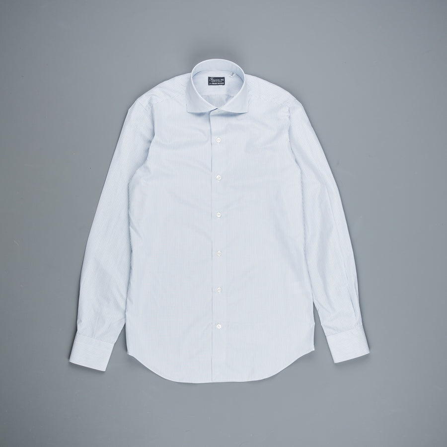 Finamore Milano Shirt Eduardo Collar Alumo Navy Pencil Stripe