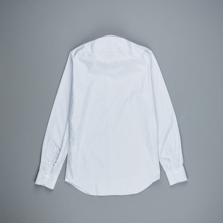 Finamore Milano Shirt Eduardo Collar Alumo Navy Pencil Stripe