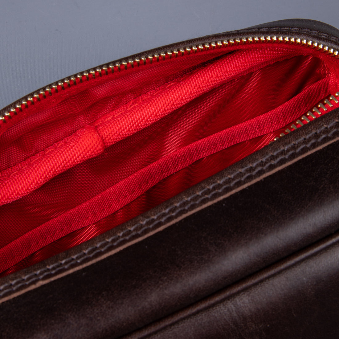 Croots Vintage Leather Wash Bag Dark Brown