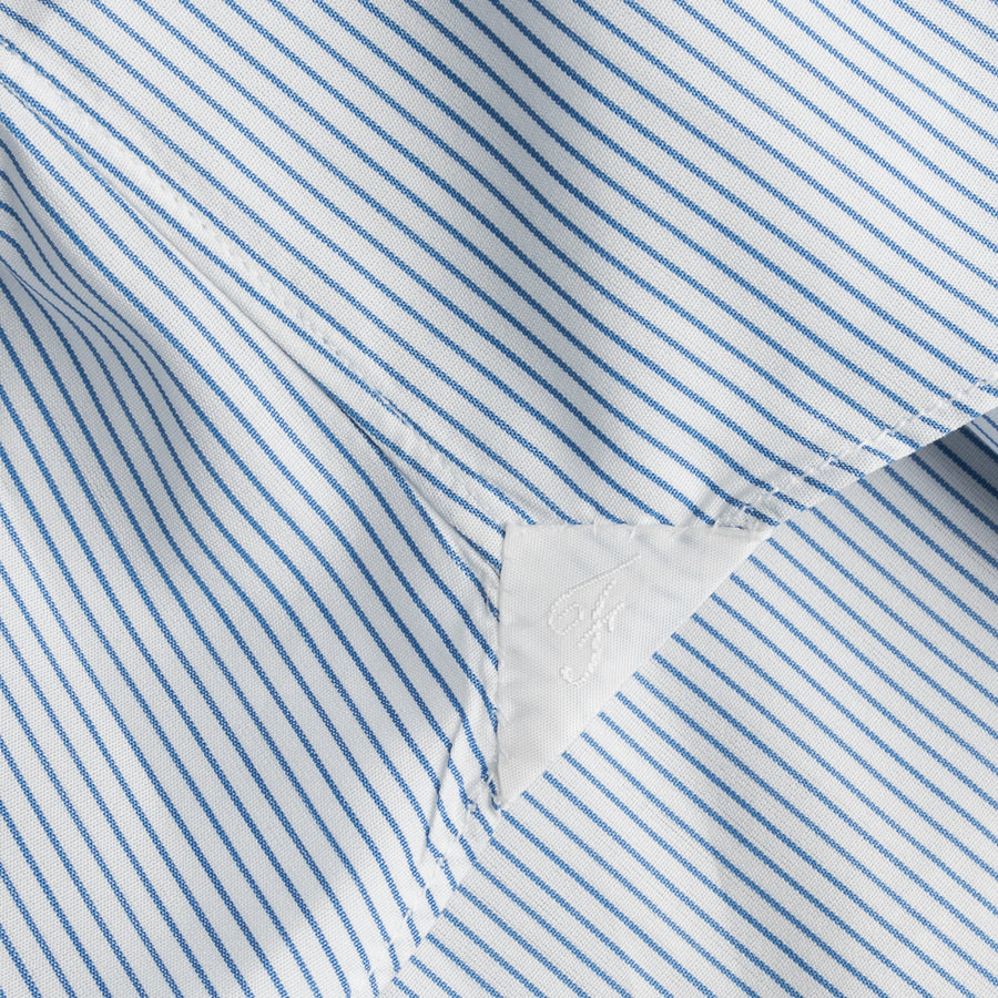 Finamore Milano Shirt Eduardo Collar Alumo Navy Pencil Stripe