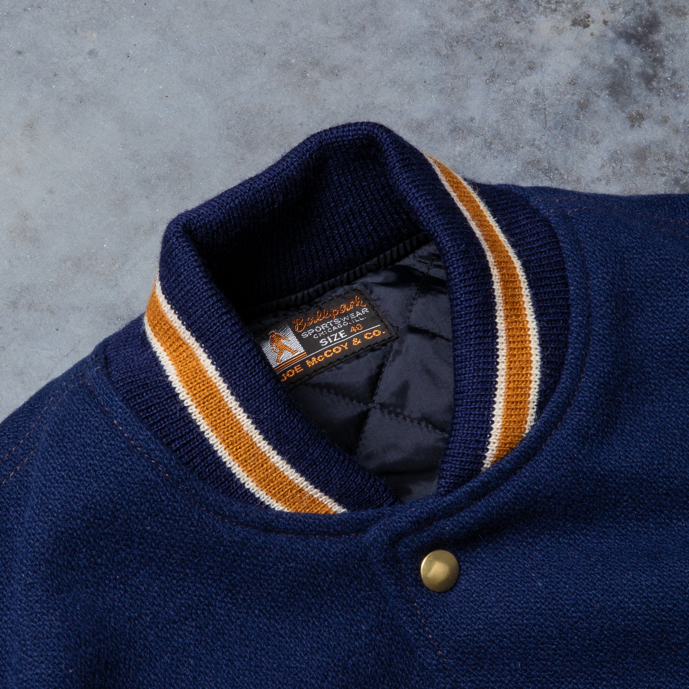 The Real McCoy&#39;s Wool Varsity Jacket Midnight Blue
