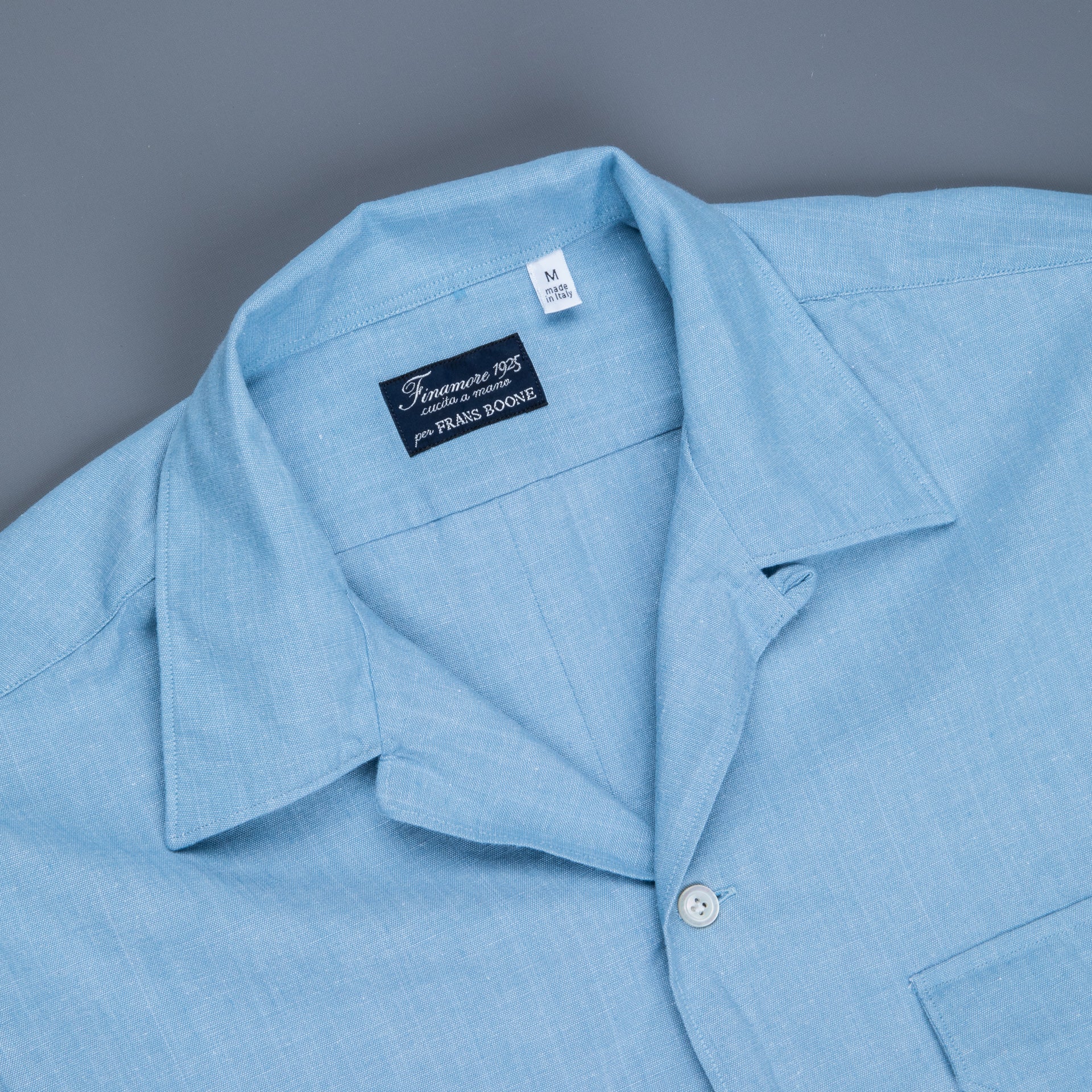 Finamore x Frans Boone Baia (or Thunderball) Shirt Chambray Blu