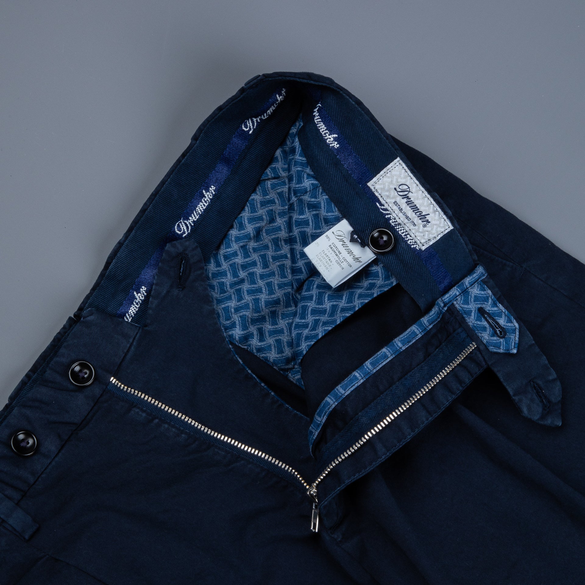 Drumohr Pantaloni Doppia pence Blu notte