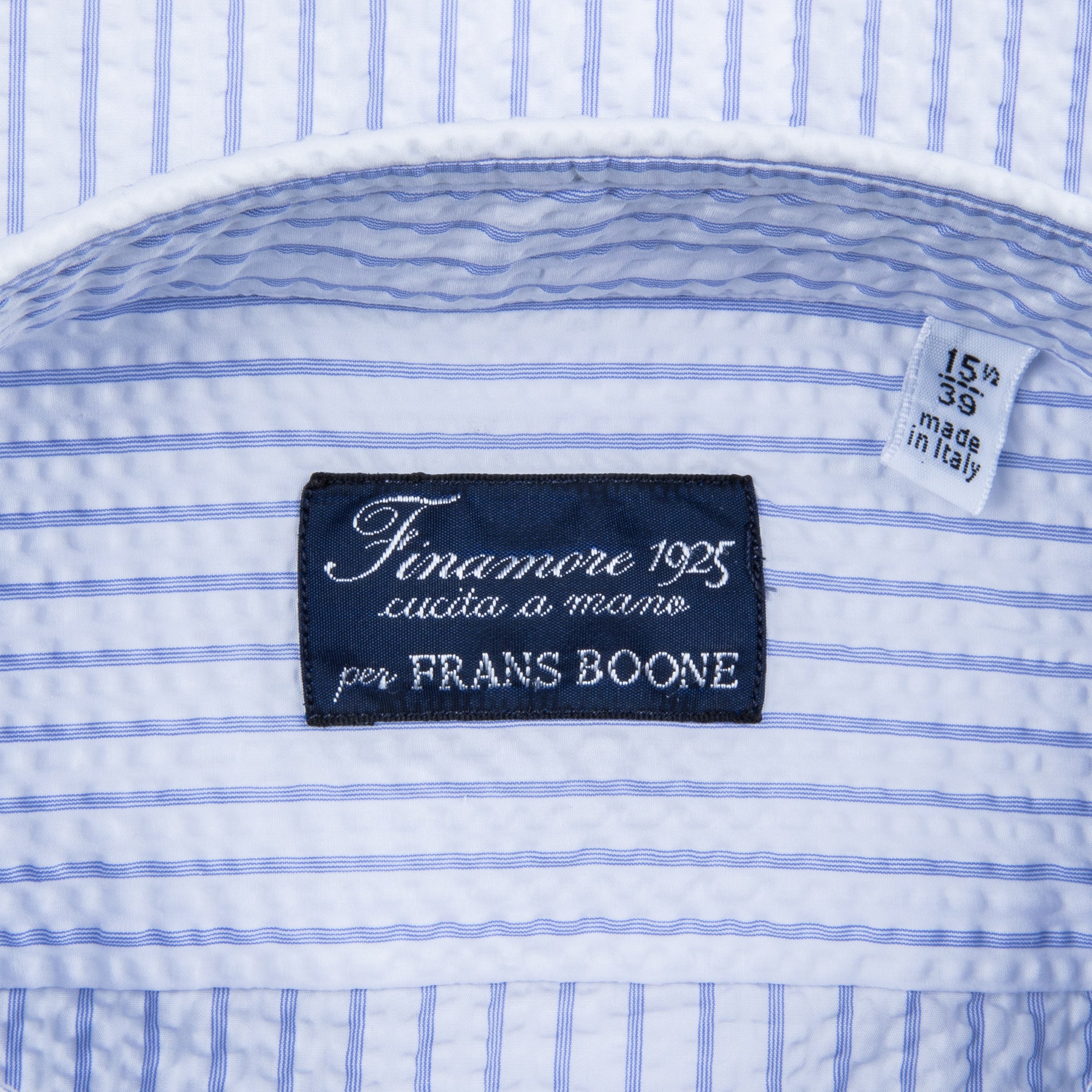 Finamore Tokyo Fit collo Achille Seersucker blue stripe