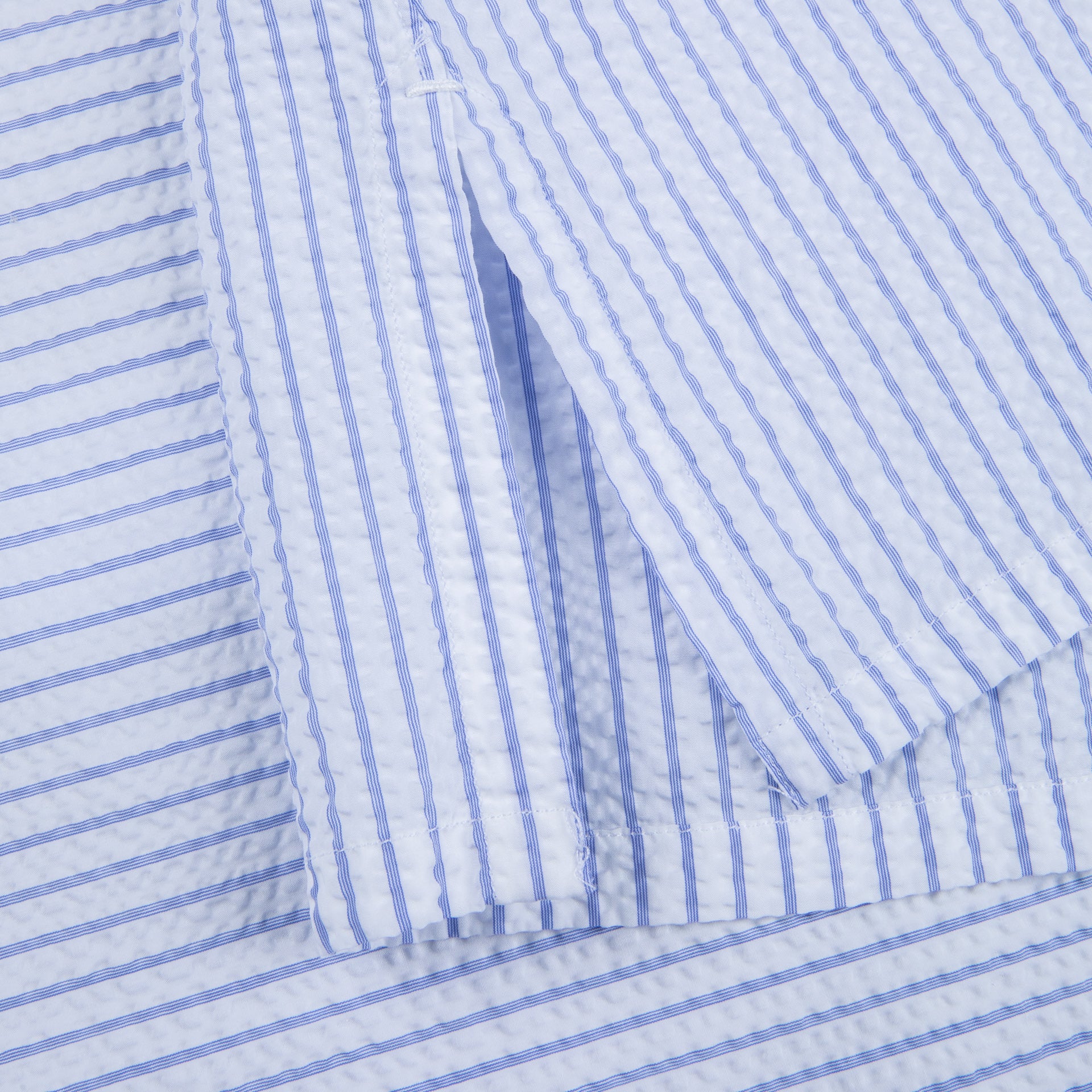 Finamore Tokyo Fit collo Achille Seersucker blue stripe