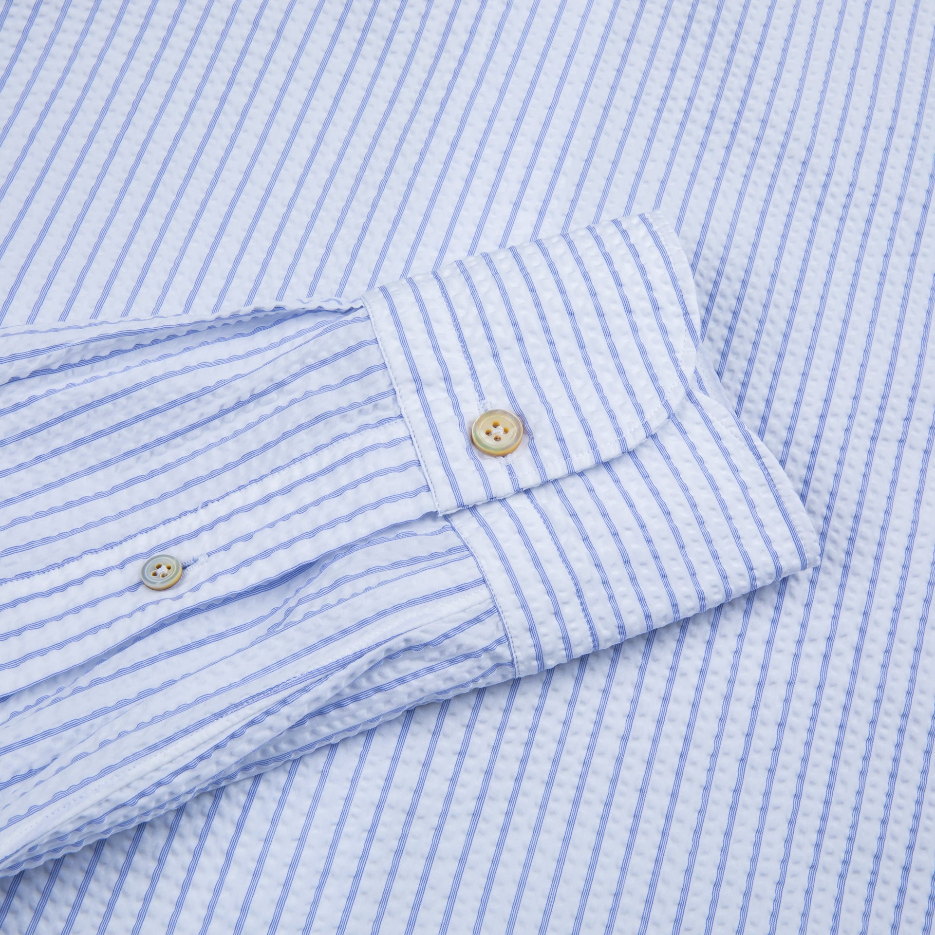 Finamore Tokyo Fit collo Achille Seersucker blue stripe