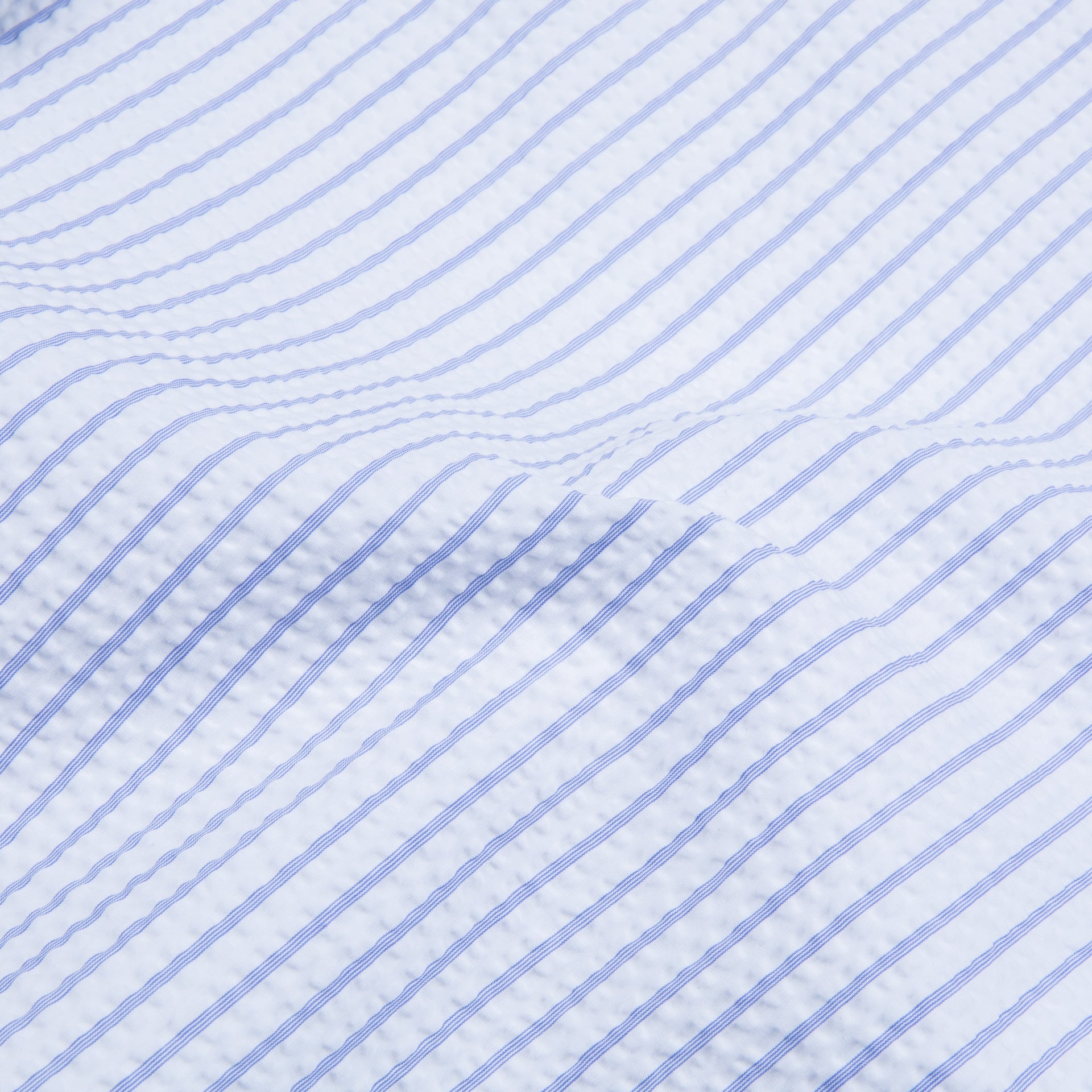 Finamore Tokyo Fit collo Achille Seersucker blue stripe