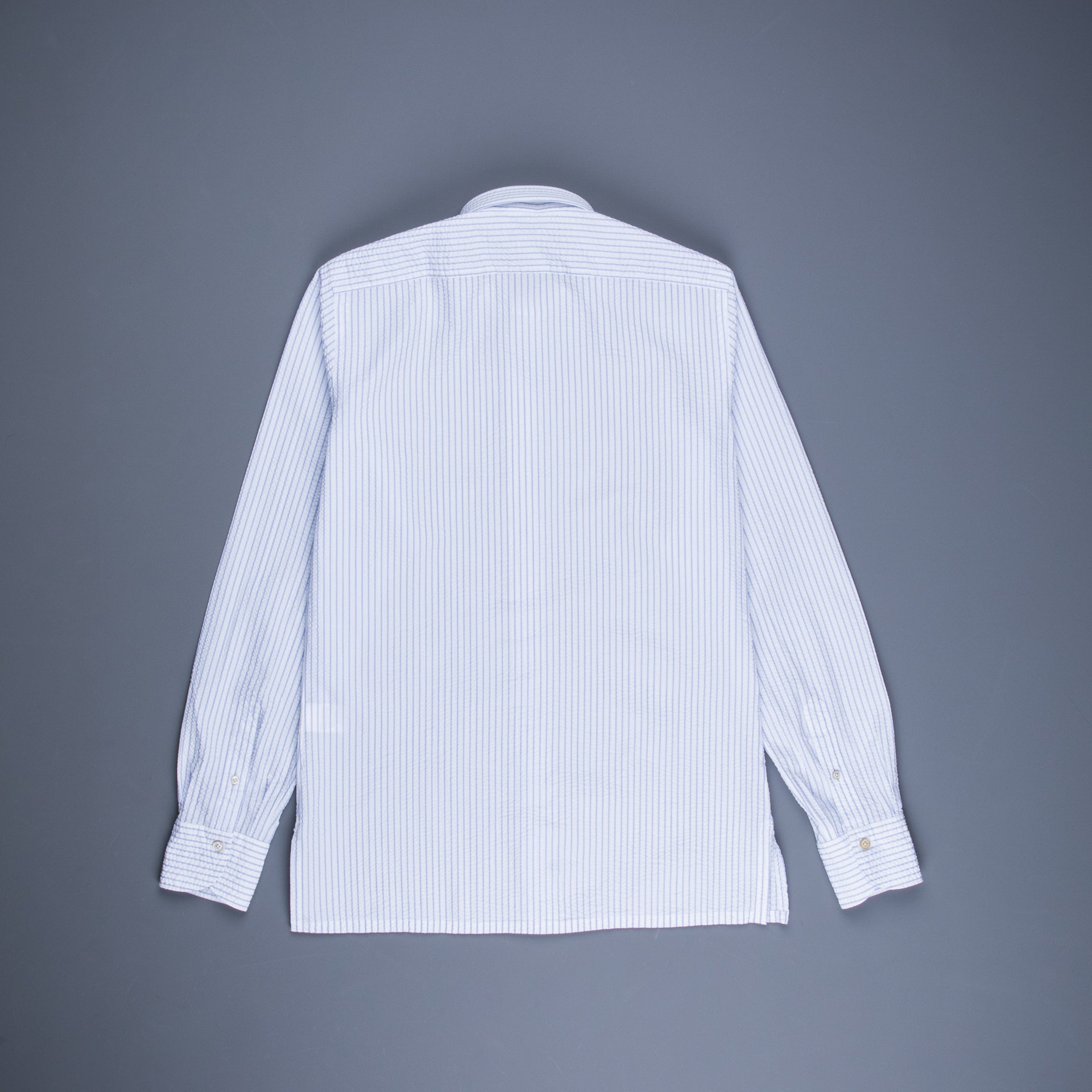Finamore Tokyo Fit collo Achille Seersucker blue stripe