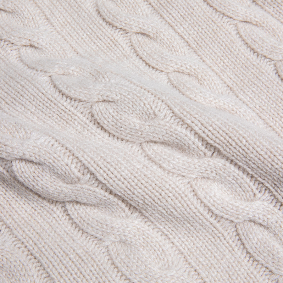 William Lockie Chirnside Cashmere Cable Crew Neck Hessian