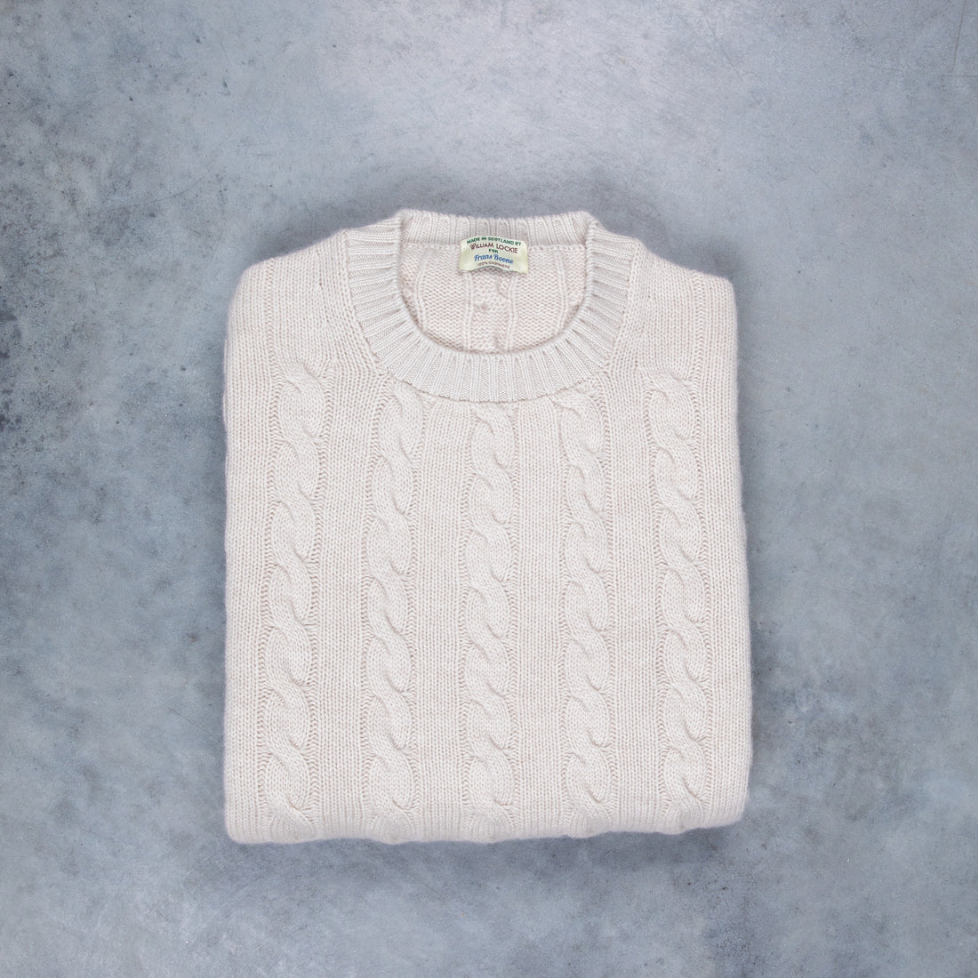 William Lockie Chirnside Cashmere Cable Crew Neck Hessian