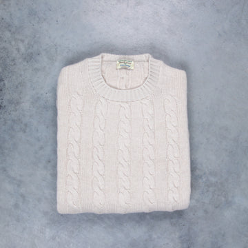William Lockie Chirnside Cashmere Cable Crew Neck Hessian
