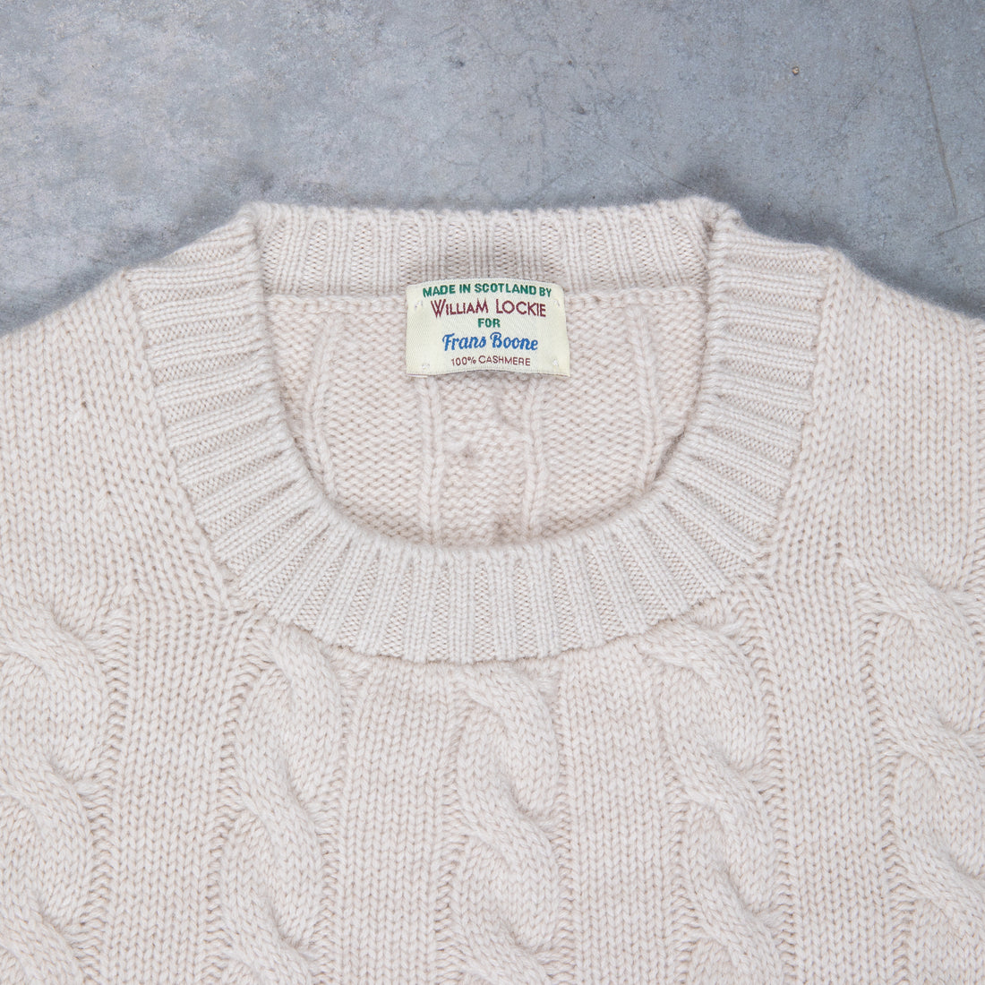 William Lockie Chirnside Cashmere Cable Crew Neck Hessian